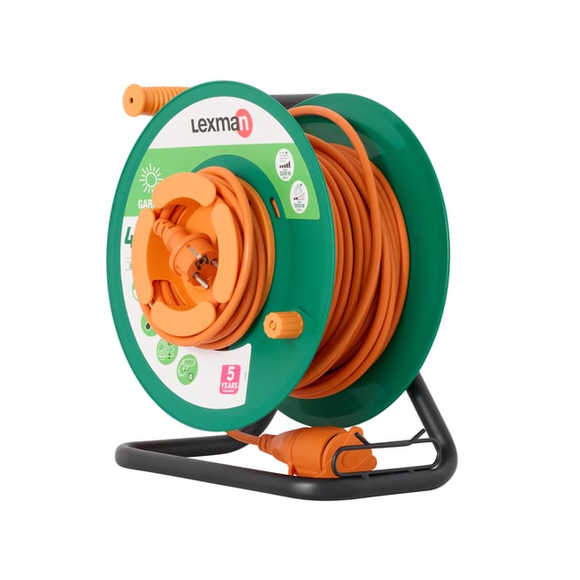 Enrolador LEXMAN exterior IP44 1 tomada 3g1,5 H05-VVF 40metros laranja