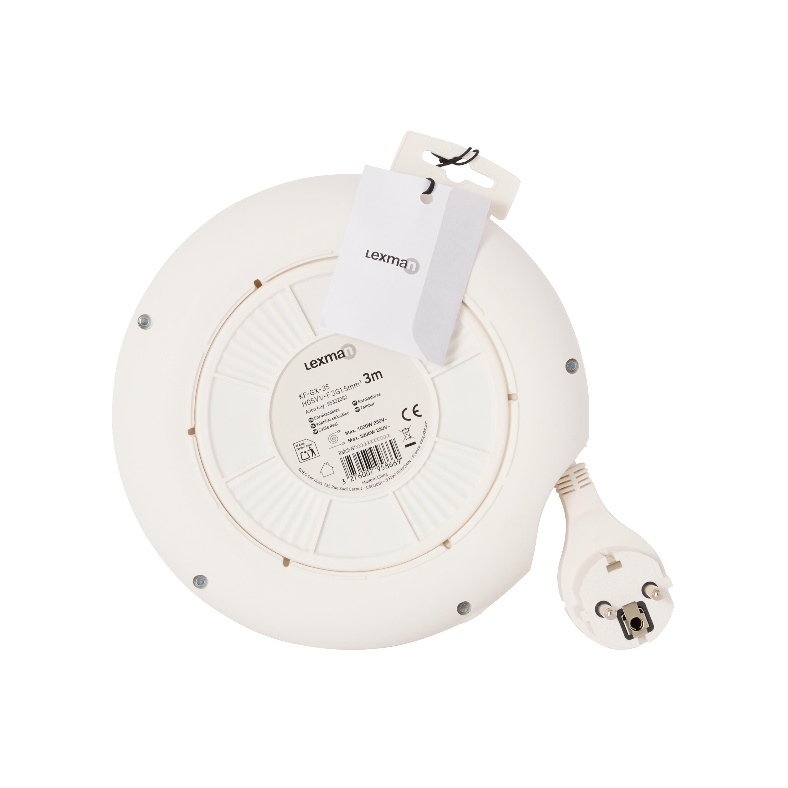 Enrolador LEXMAN 4 tomadas 3g1,5 H05-VVF 3metros branco/cinza - 2