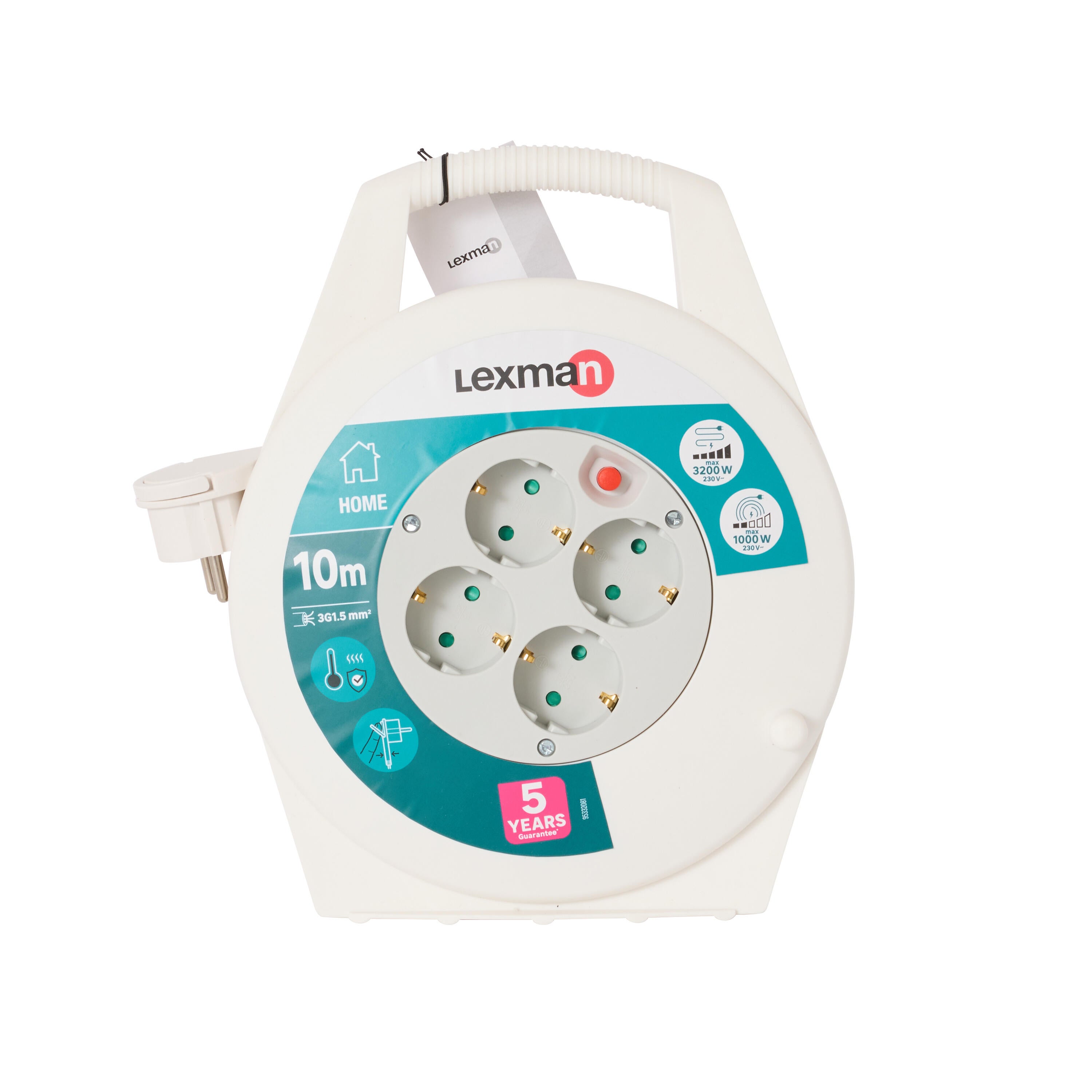 Enrolador LEXMAN 4 tomadas 3g1,5 H05-VVF 10metros branco/cinza - 9