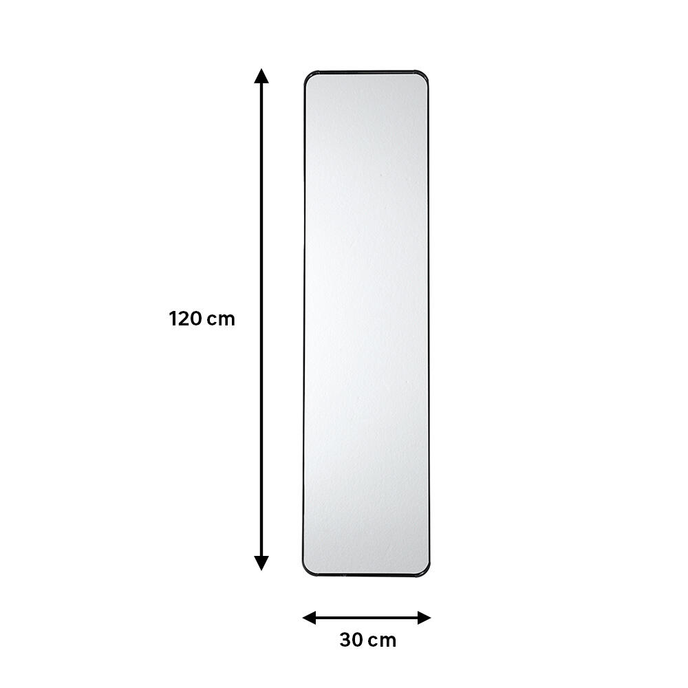Espejo enmarcado de pared o puerta rectangular polipropileno negro brillante  de 30 x120 cm - 4