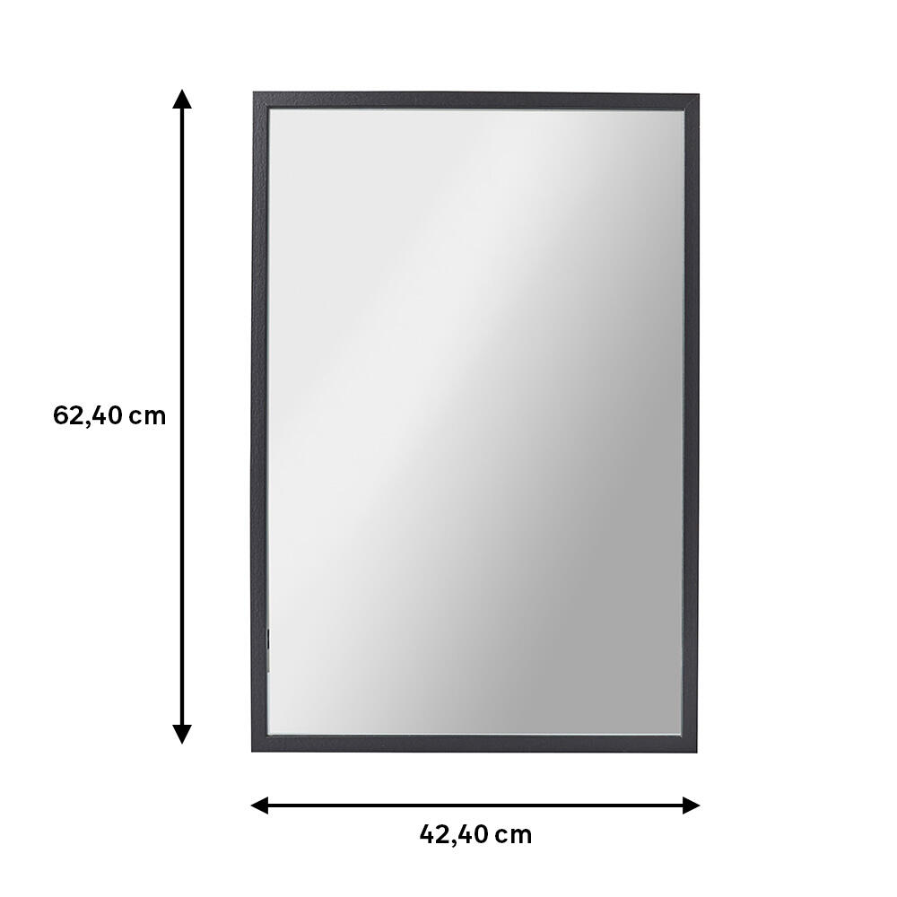 Espejo enmarcado de pared rectangular Milo MDF negro mate INSPIRE de 42.4 x 62.4 cm - 3