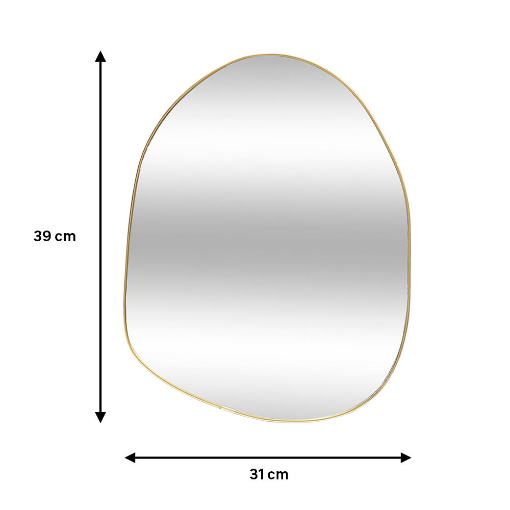 Espejo enmarcado de pared ovalado Roman madera dorada brillante  de 31x39 cm. Apto para baños. - 2