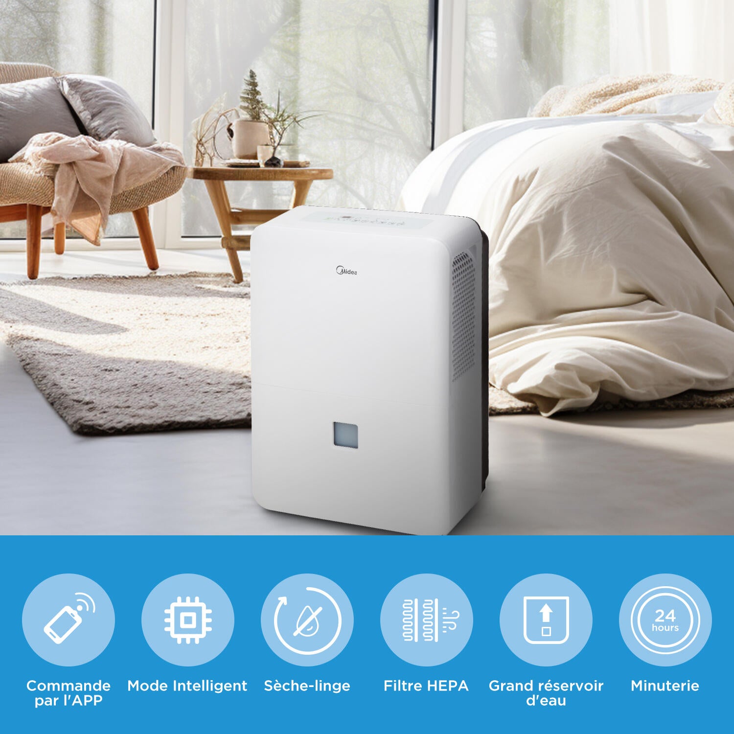 Déshumidificateur d'air 50L/100M² - MIDEA - 3
