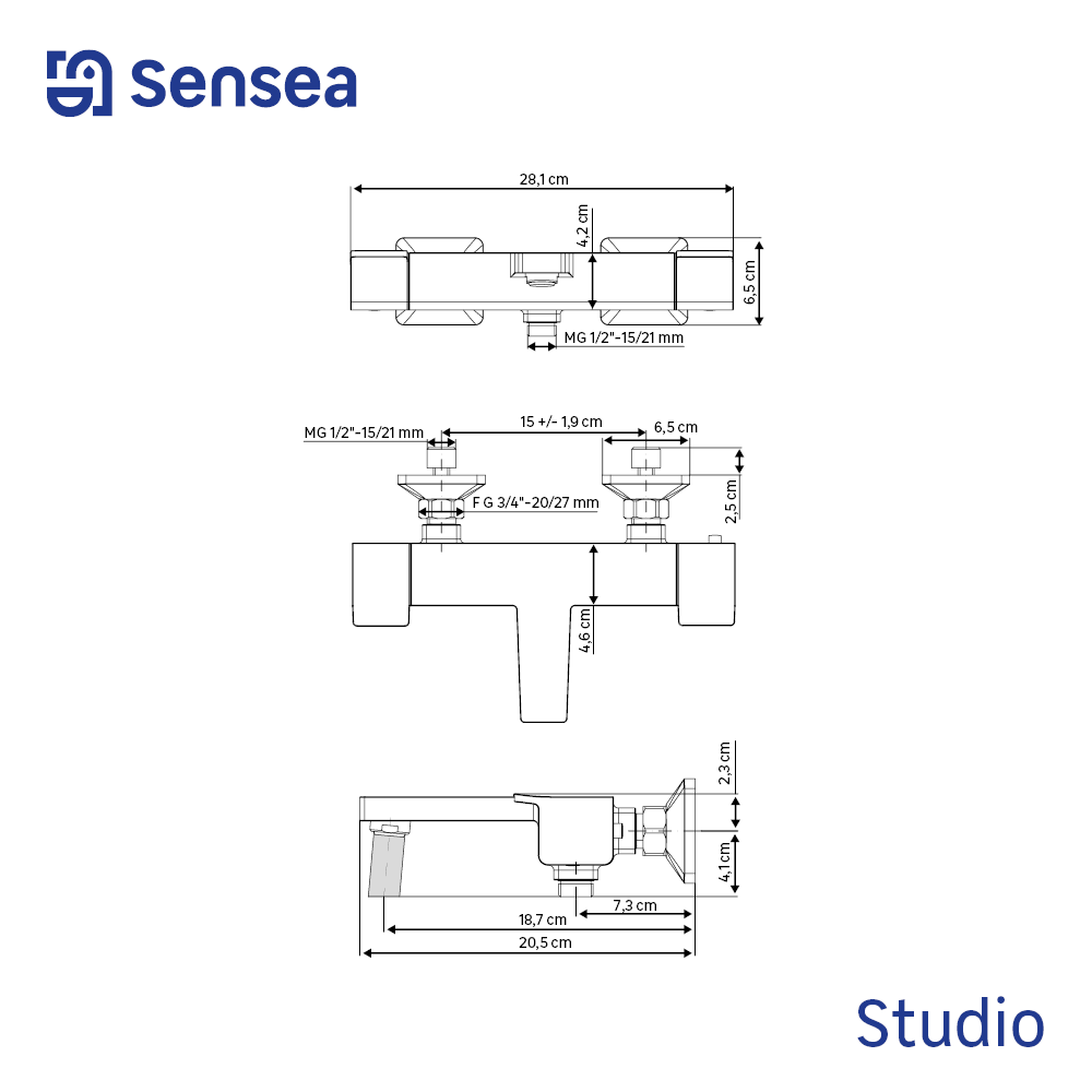 Torneira de banheira termostático preto SENSEA Studio - 3
