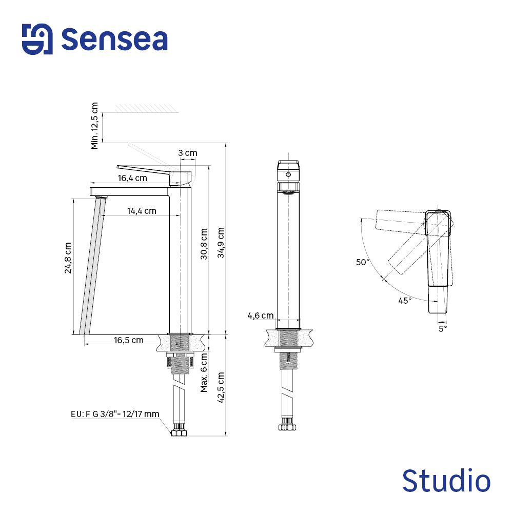 Torneira de lavatório STUDIO CROMADA CANO ALTO - 7