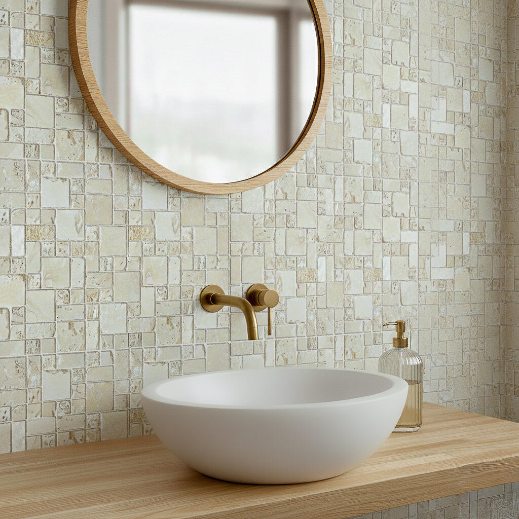 Mosaïque travertin effet pierre beige 30 x 30.5 cm - 4