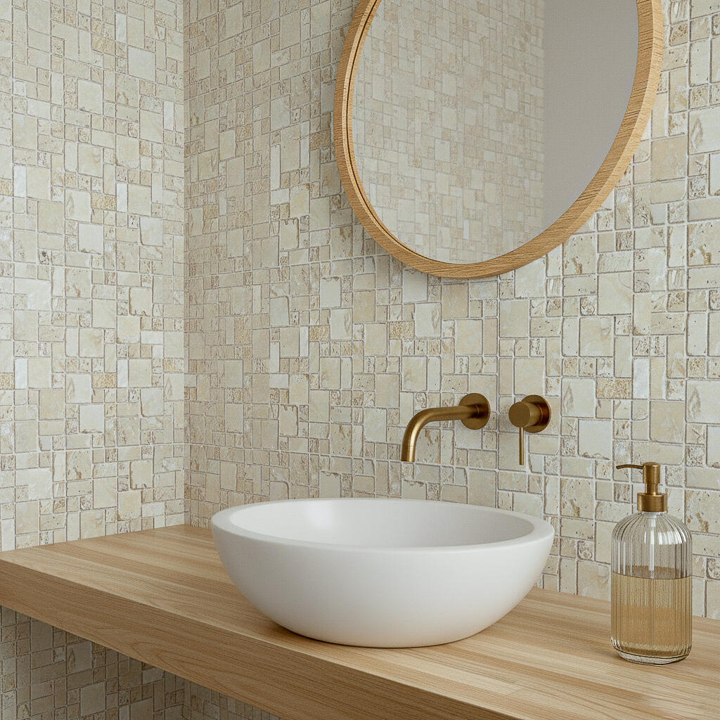 Mosaïque travertin effet pierre beige 30 x 30.5 cm - 3