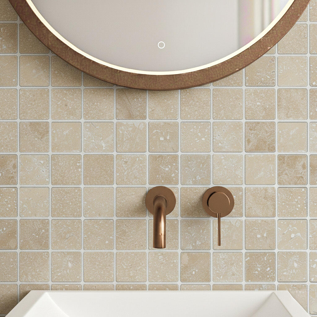 Mosaïque Casa linea travertin beige 4.8X4.8 - 3