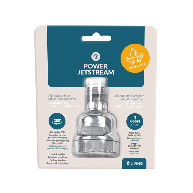 Douchette orientable 360° robinet de cuisine chrome, 3 jets, B.LIVING