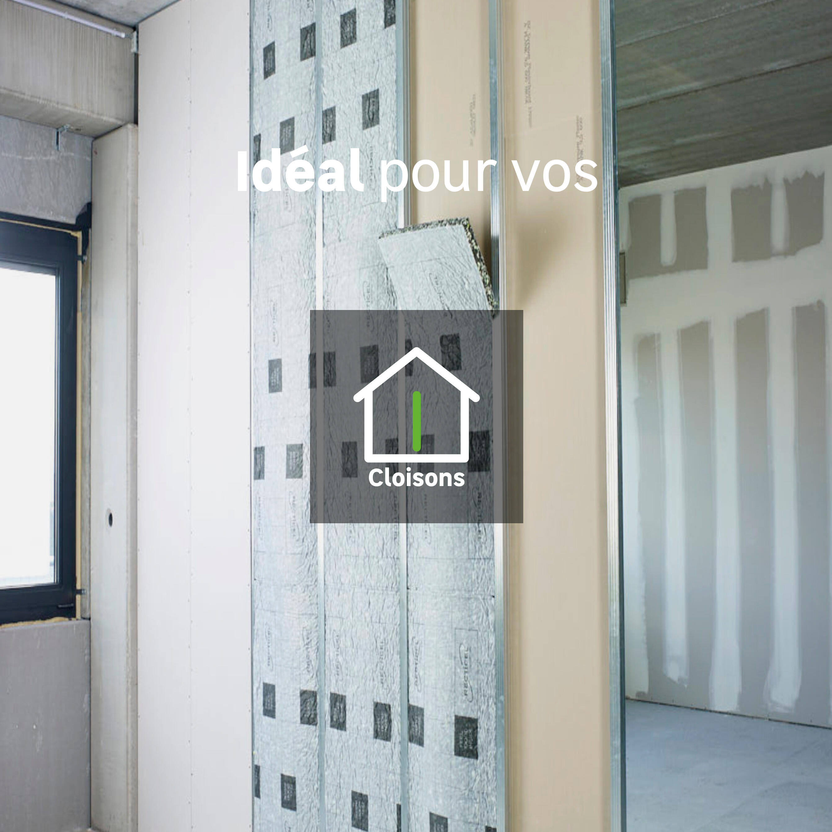 Lot de 2x2 rouleaux laine de verre cloison Duo ISOVER nu, Ep.45mm, 6.5x0.6m,R1.1 - 2