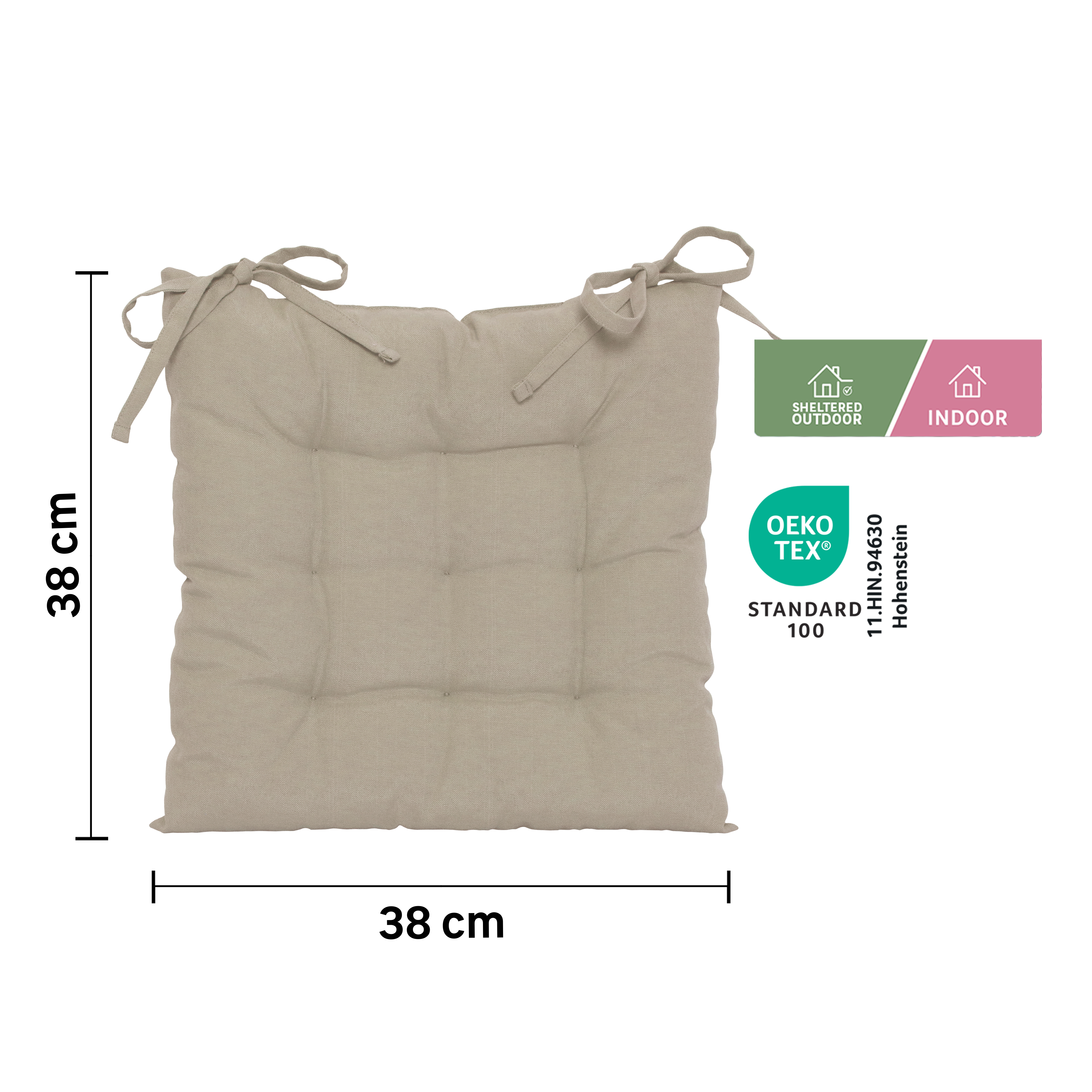 Lot de 4 coussin de chaise New popy, beige, l.38 x L.38 cm INSPIRE - 3