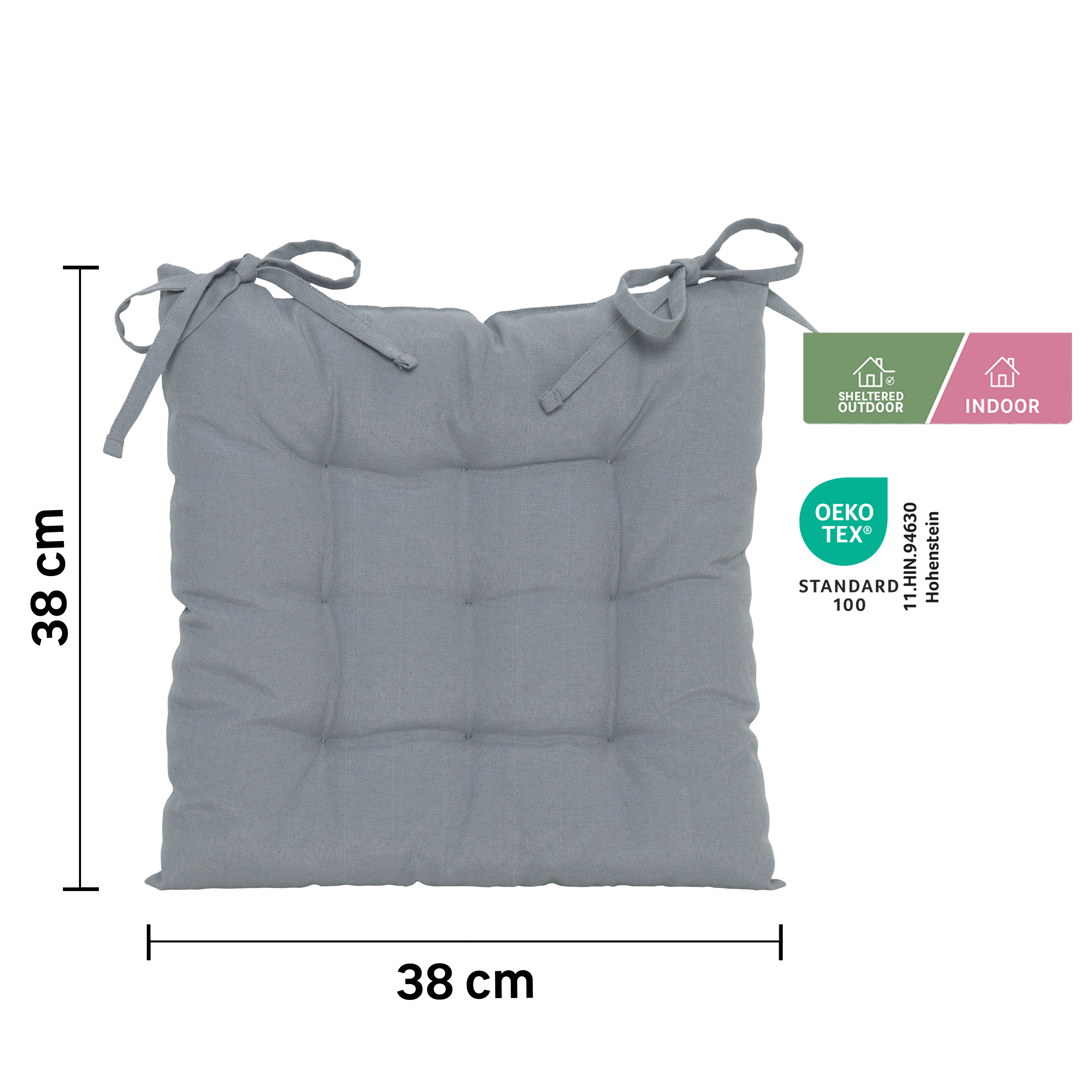 Pack 4 cojines de silla cuadrado New Poppy algodón, poliéster gris granit INSPIRE 38x38x5 cm - 2