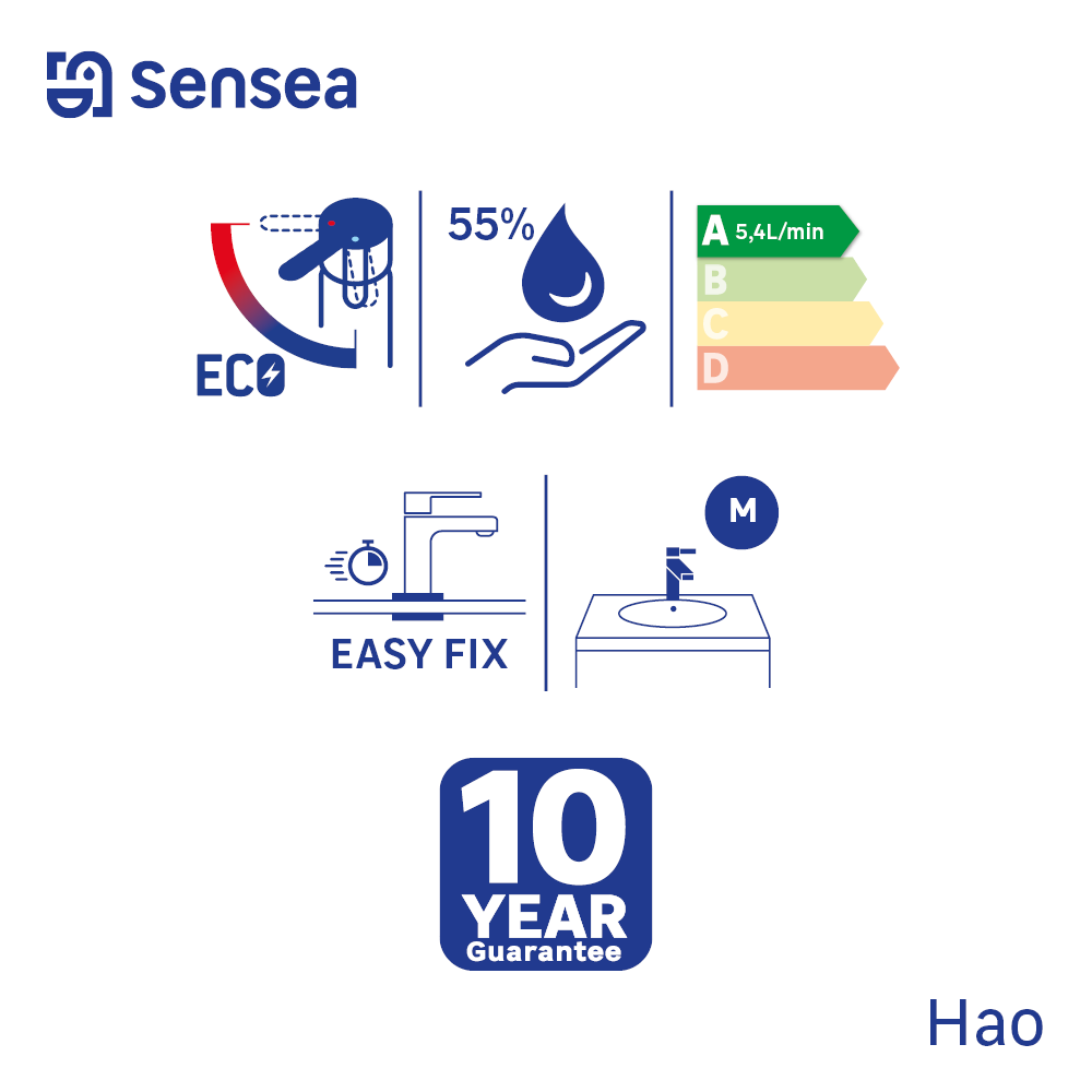 Grifo de lavabo SENSEA Hao monomando cromo brillo. Latón - 4