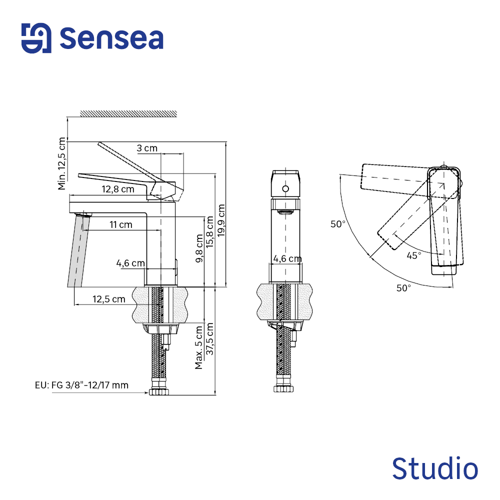 Grifo de lavabo SENSEA Studio monomando cromo brillo. Apertura en frío. Antical. Latón - 4