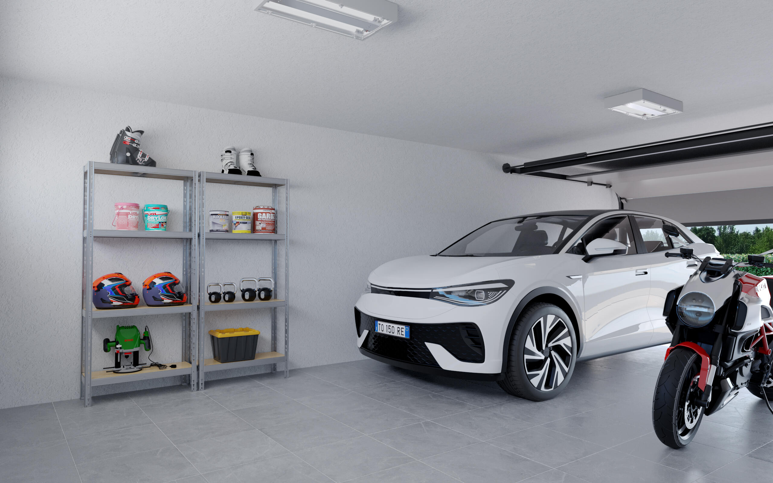 Set di 2 scaffali in kit, 4 ripiani Pokerino L 90 x P 40 x H 180 cm grigio, portata per ripiano 200 kg - 3