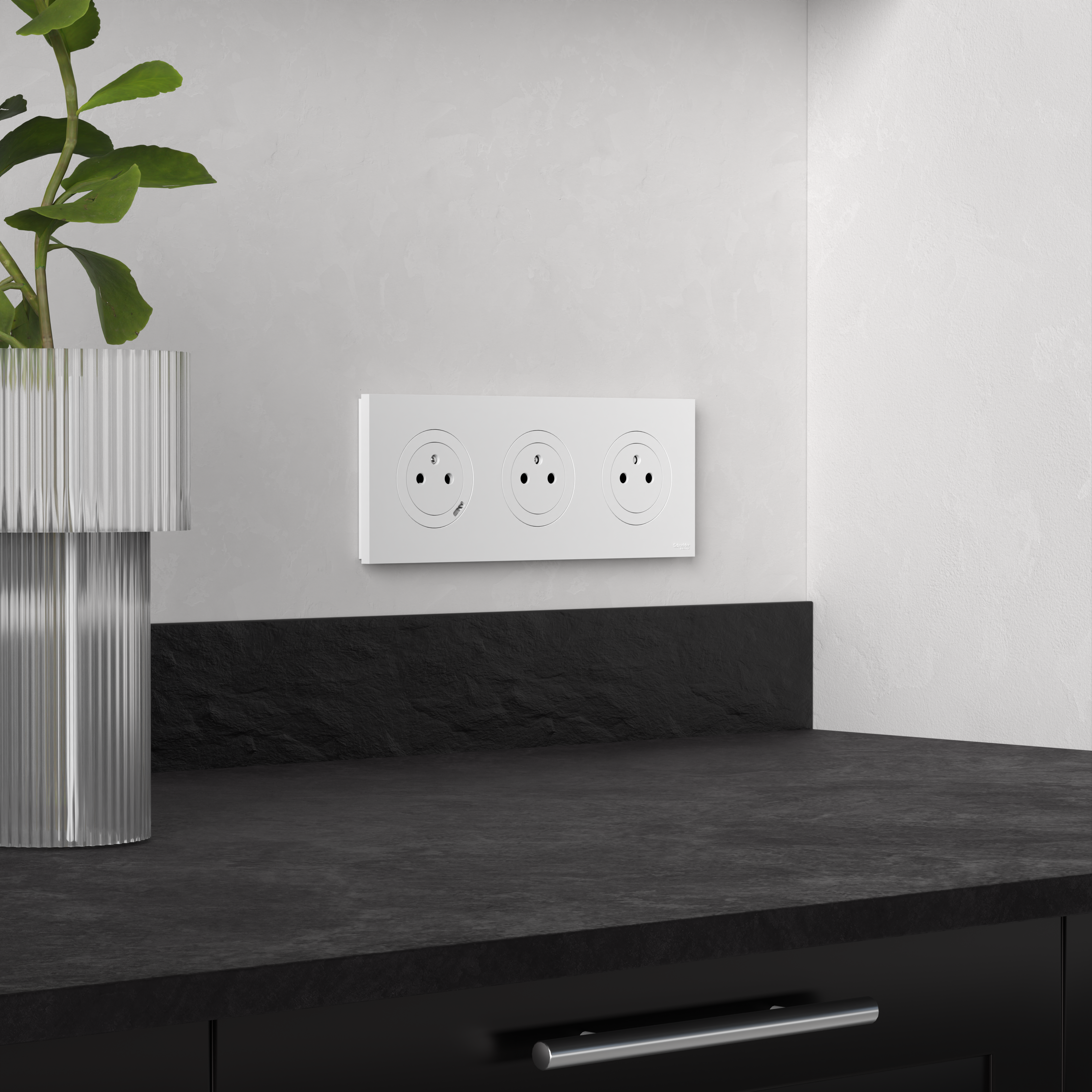 Lot de 10 prises affleurantes avec terre Odace, SCHNEIDER ELECTRIC, blanc - 2