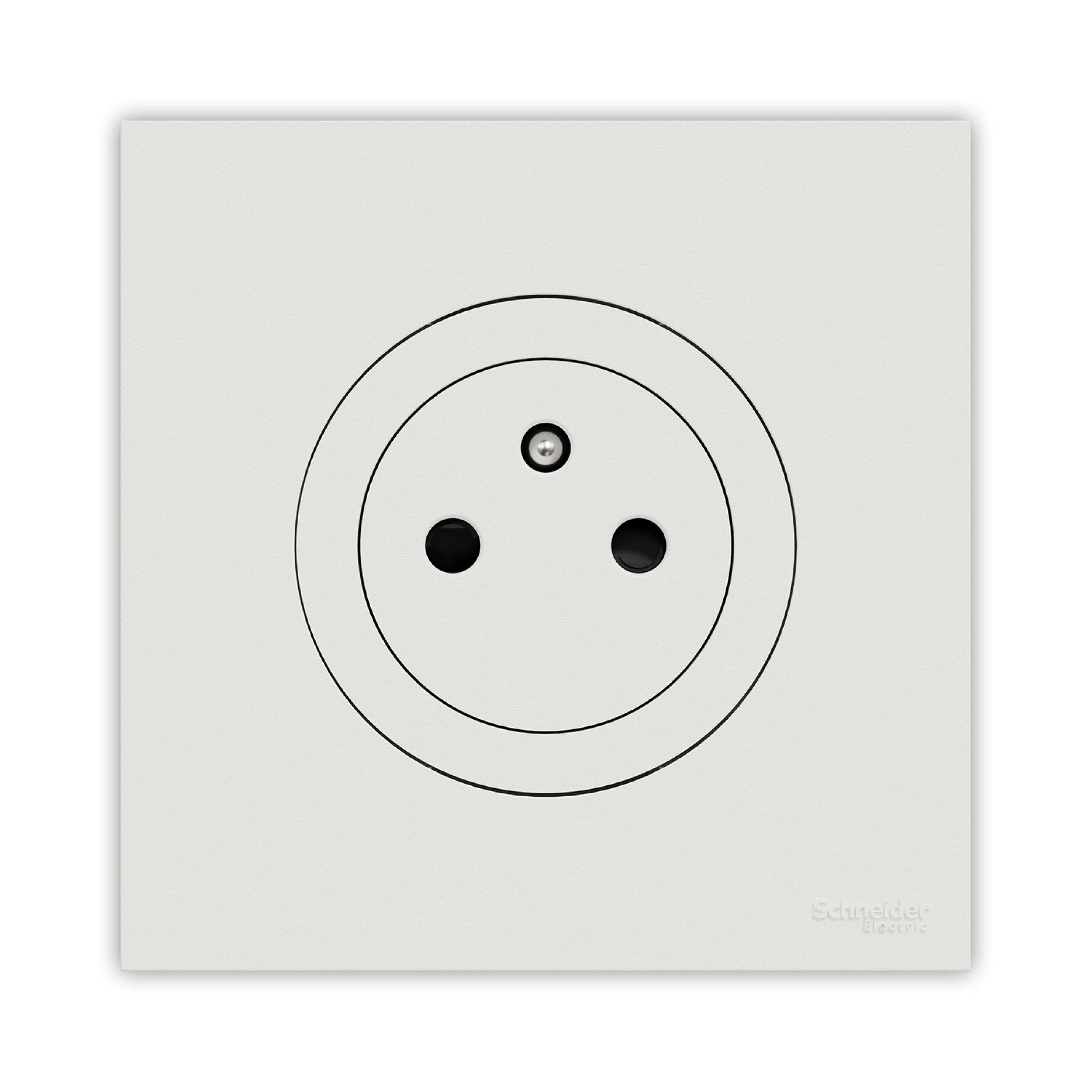 Lot de 5 prises affleurantes avec terre complet Odace, SCHNEIDER ELECTRIC, blanc - 3