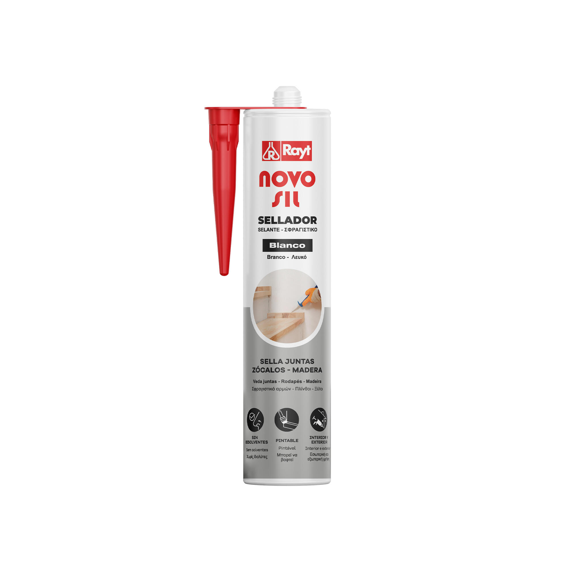 Selante para rodapés Novosil rodapés branco 300 ml - 2