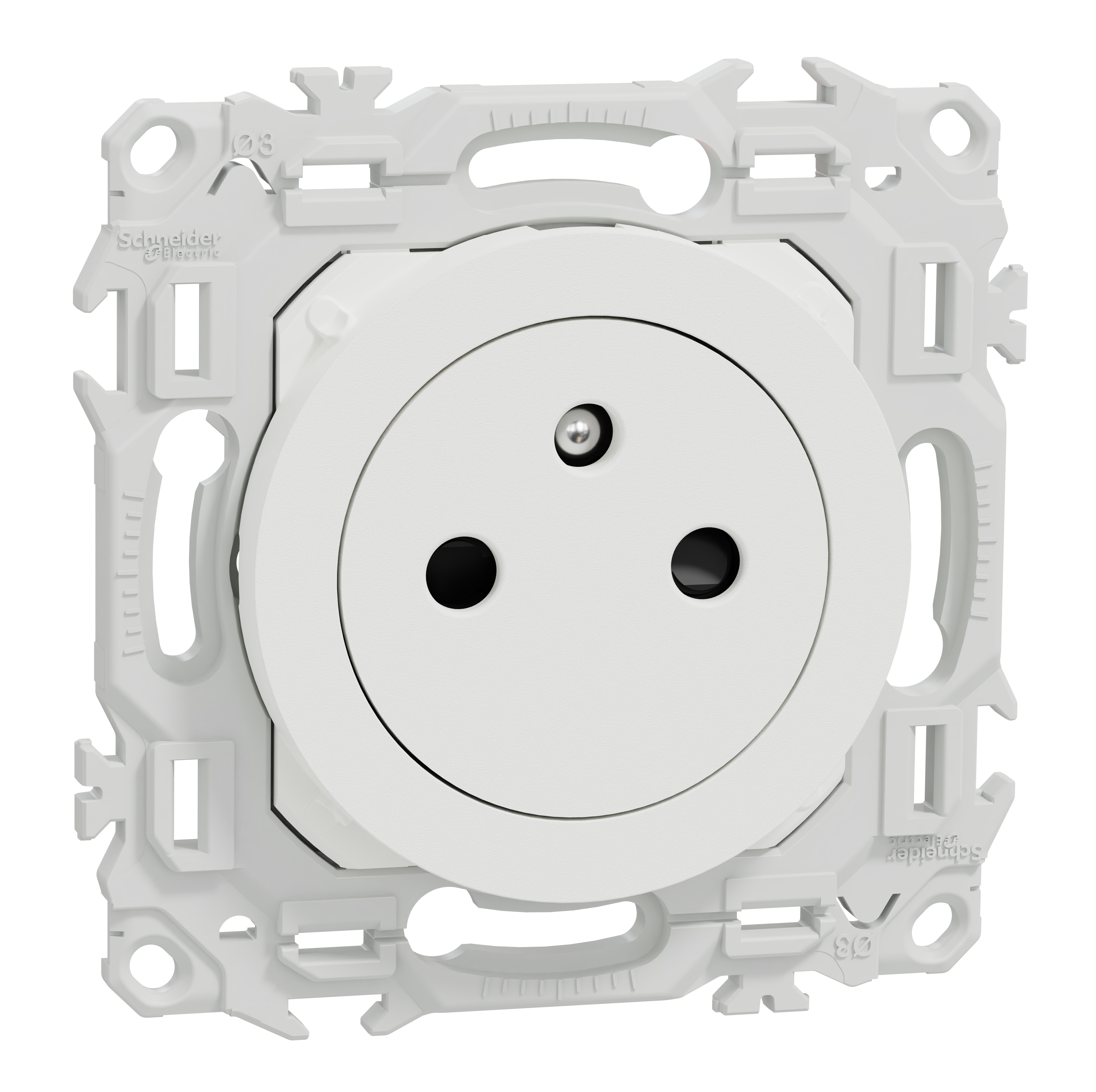 Lot de 5 prises affleurantes avec terre Odace, SCHNEIDER ELECTRIC, blanc - 3