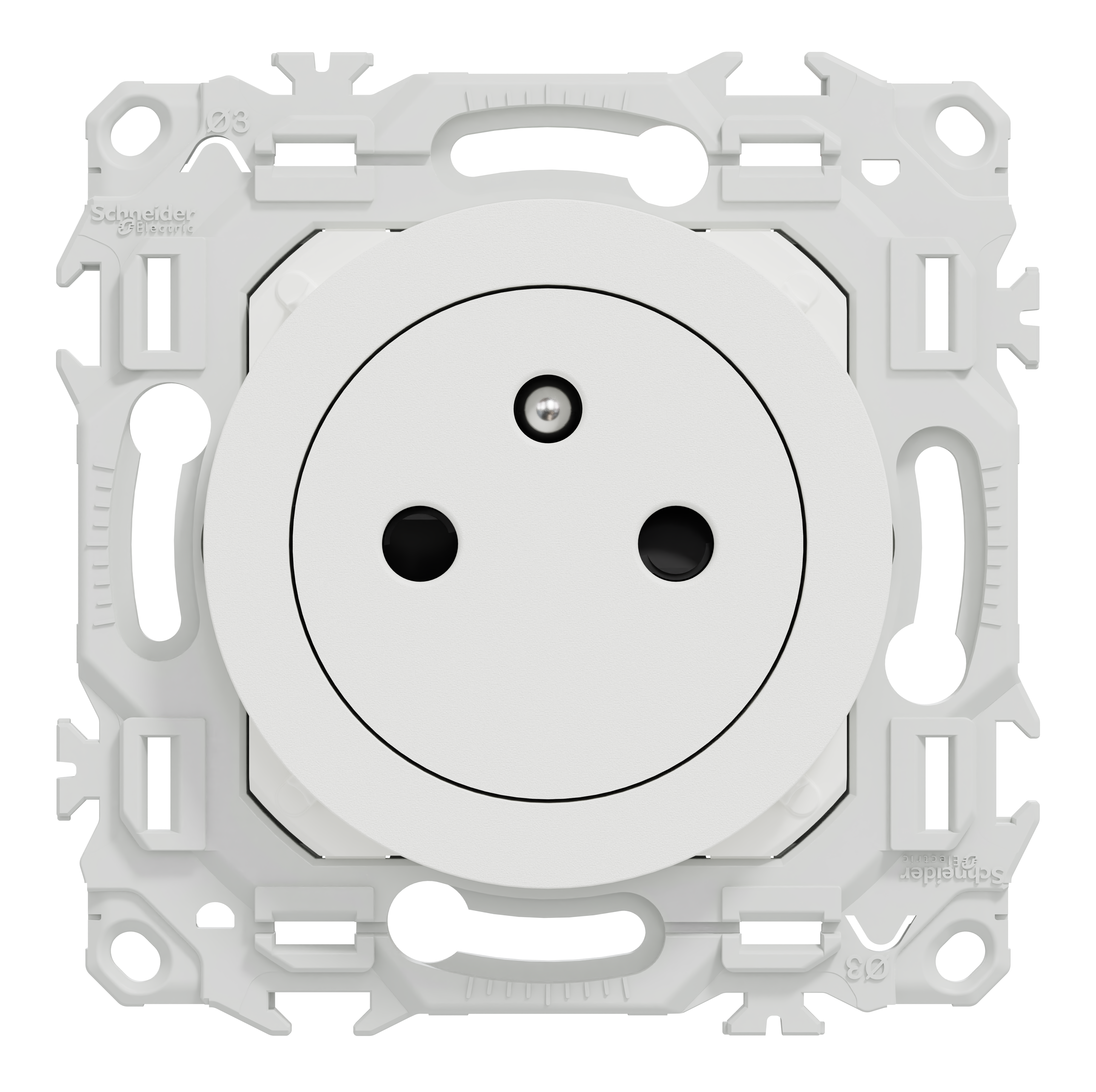 Lot de 10 prises affleurantes avec terre Odace, SCHNEIDER ELECTRIC, blanc - 3