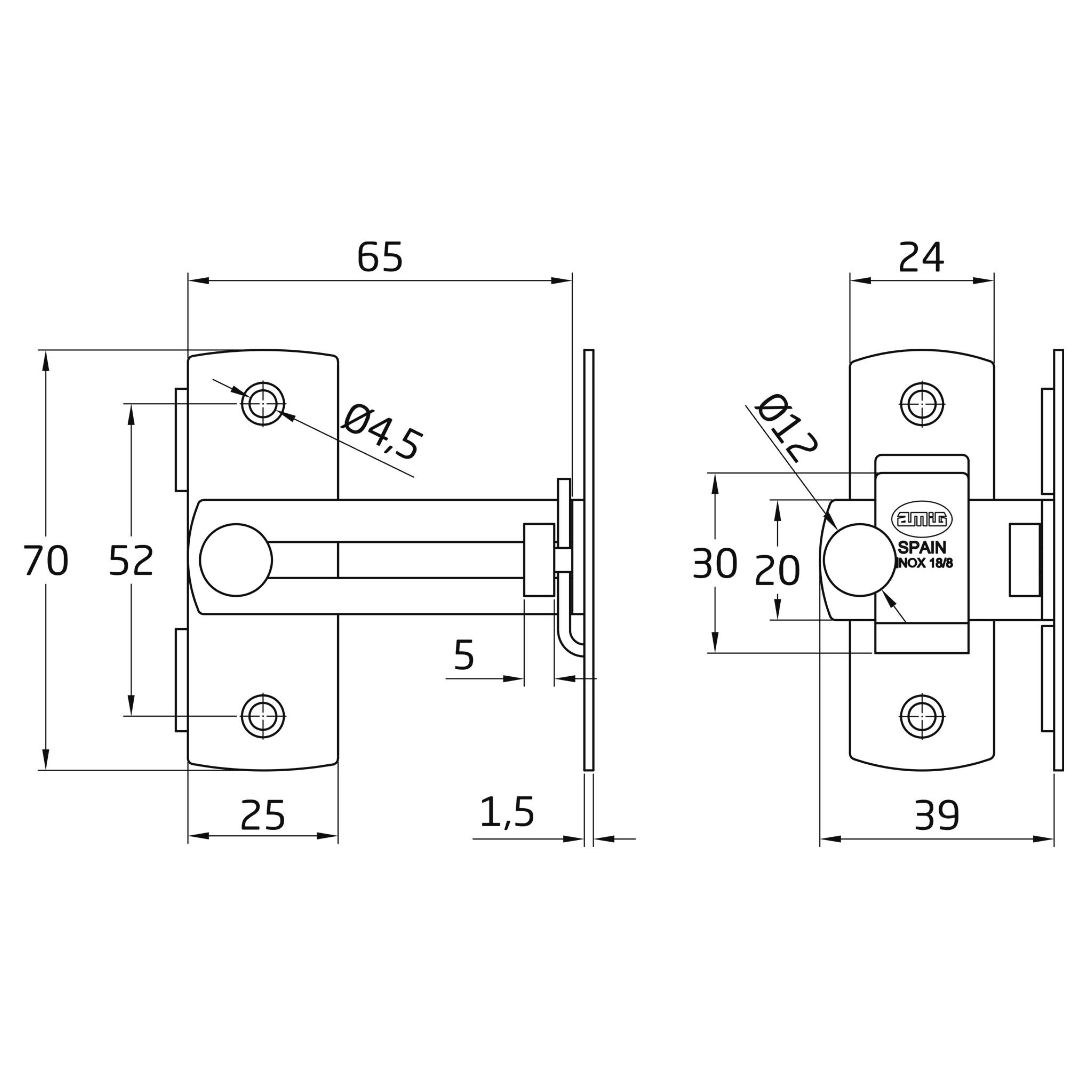 ALDABILLA ACERO INOX 100MM PARA PUERTA CORREDERA A PARED - 2