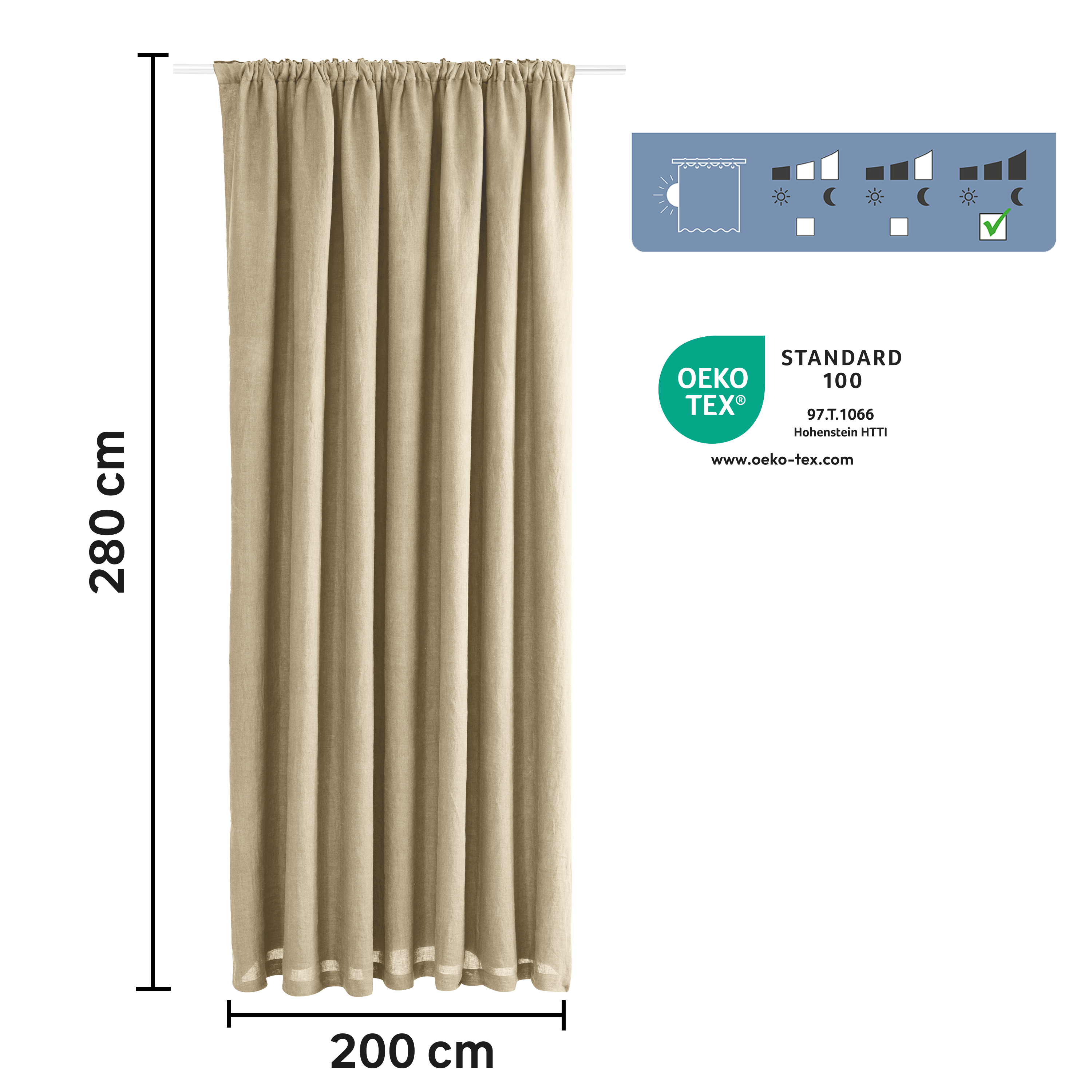 Cortinado fita e/ou presilha blackout Danae 200x280cm natural Inspire - 7