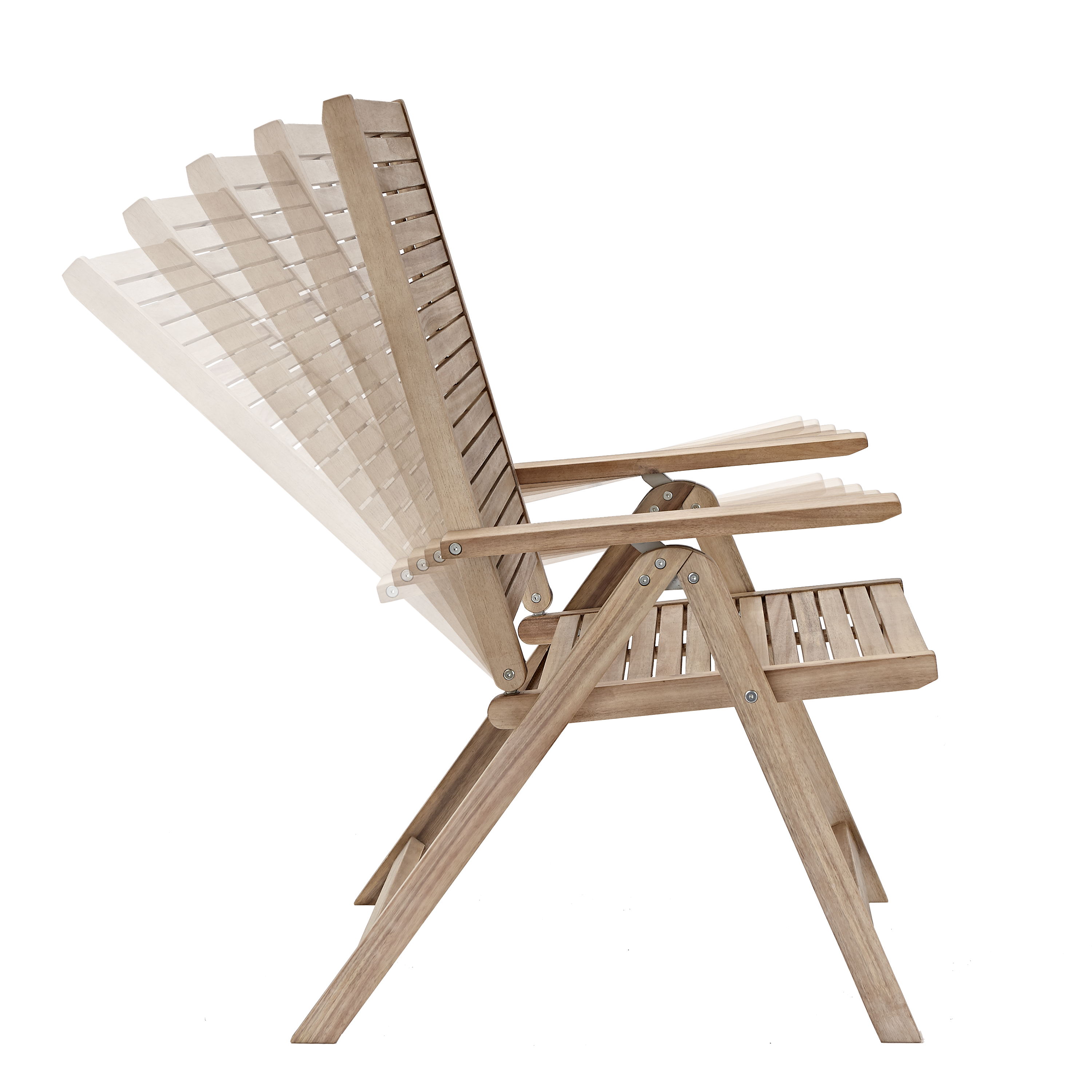 Sedia da giardino in acacia con braccioli pieghevole Solaris NATERIAL, seduta in acacia beige - 13