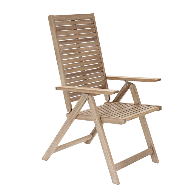 Sedia da giardino in acacia con braccioli pieghevole Solaris NATERIAL, seduta in acacia beige