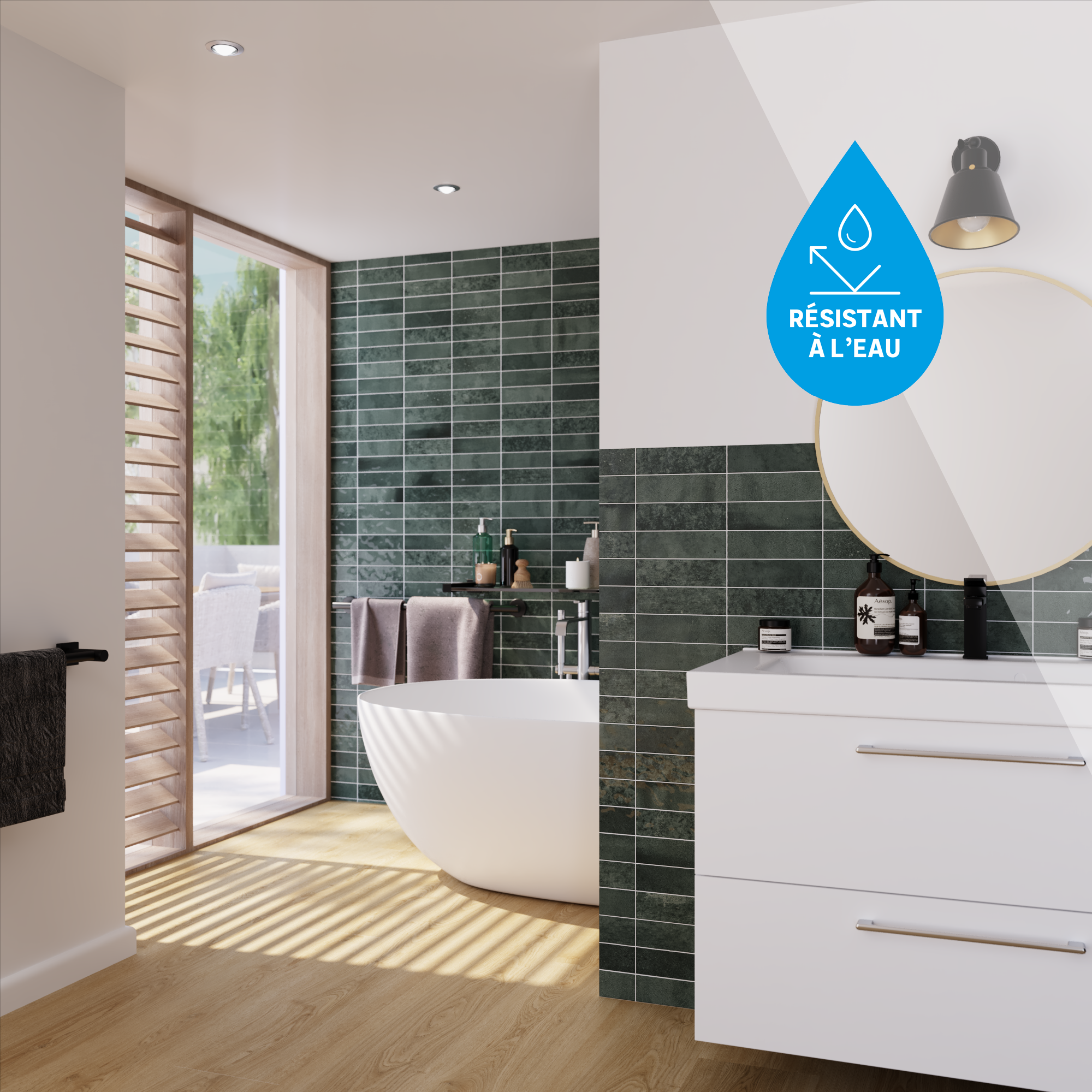 Lame PVC/SPC clipsable bois naturel Ep.5.5 mm passage très intense, Azuris K300 - KERENIS - 3