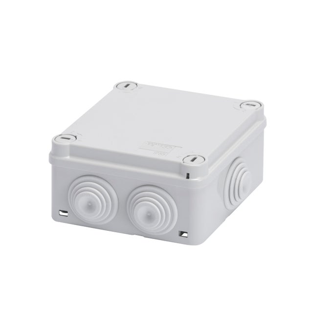 CAJA DE REGISTRO ELÉCTRICO ESTANCA 100X100X50MM PARA SUPERFICIE DE EXTERIOR CON TAPA DE TORNILLO