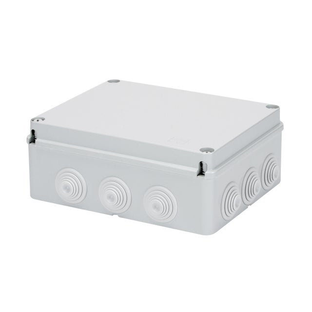 CAJA DE REGISTRO ELÉCTRICO ESTANCA 240X190X90MM PARA SUPERFICIE DE EXTERIOR CON TAPA DE TORNILLO