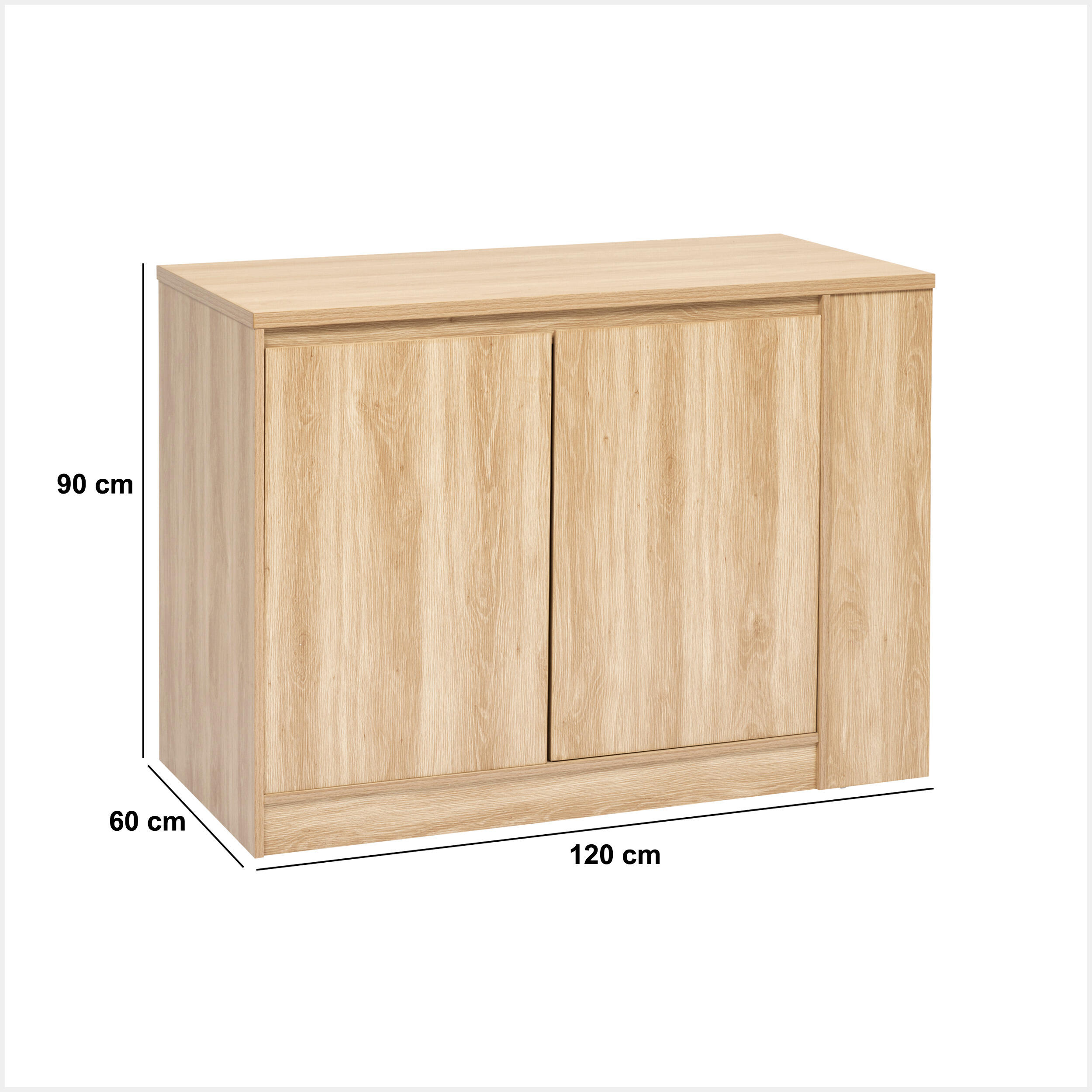 Ilot central de cuisine 2 portes 6 niches en bois Abana H.90 X L.120cm - 2