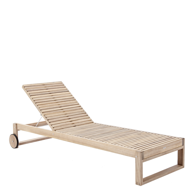 Lettino senza cuscino Solaris NATERIAL in legno beige e seduta beige