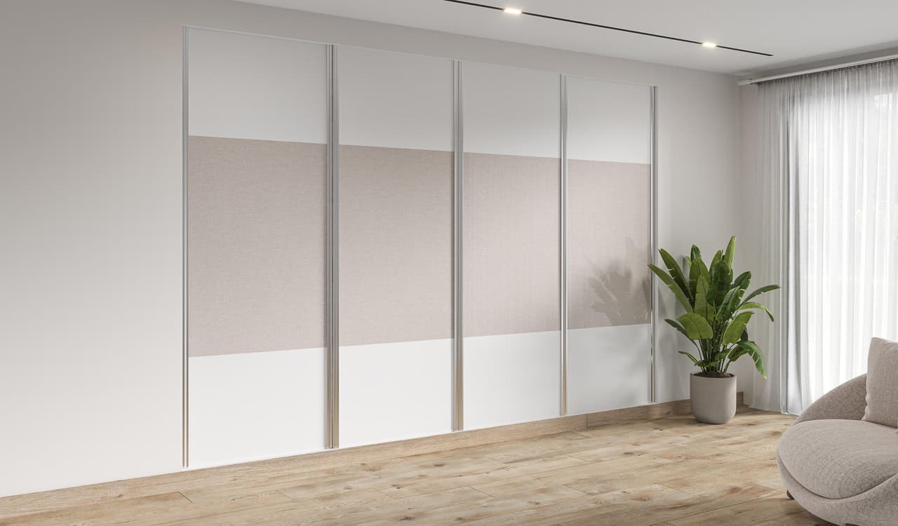 Diapositive Armario panel puerta corredera blanco / roble gris