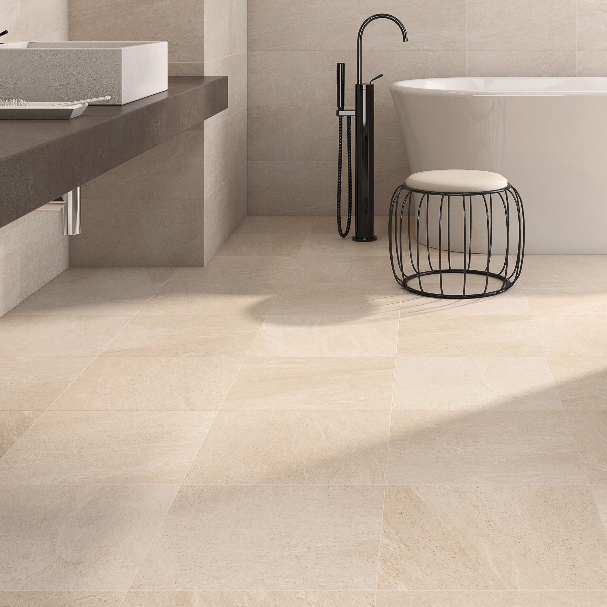 Carrelage sol intérieur effet pierre beige Milano l.60 x L.60 cm 1,08M2 - 3
