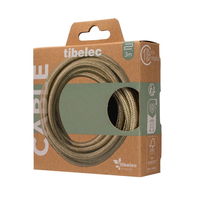 Câble tissu, TIBELEC or, 3 m