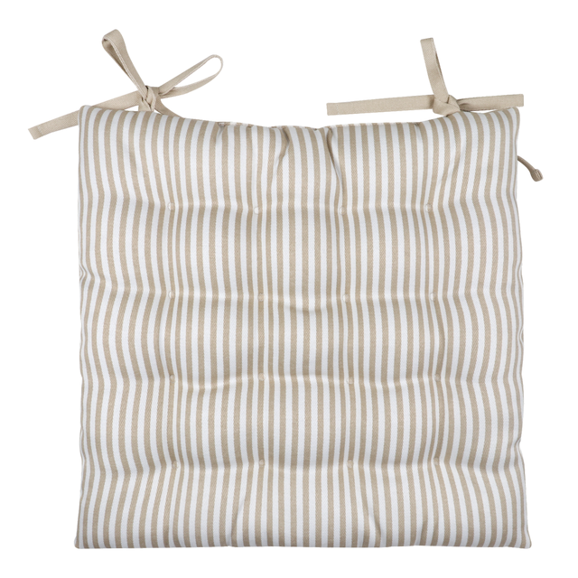 Cojín de silla cuadrado Lunor algodón, poliéster rayas beige trench INSPIRE 40x40x5 cm