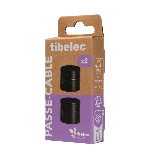 Lot de 2 passe-câbles, TIBELEC noir