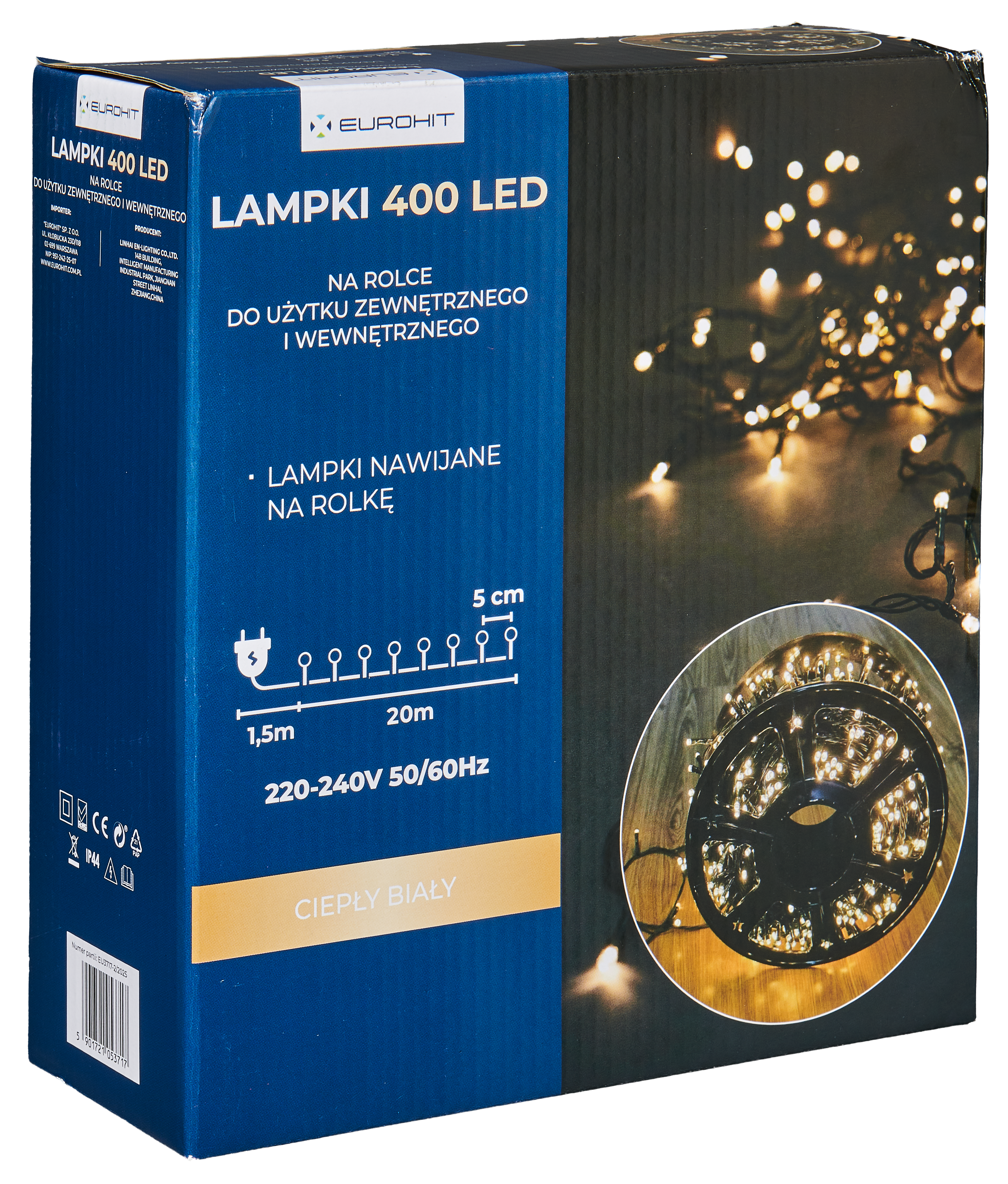 Lampki choinkowe zewnętrzne 400 LED ciepły biały EUROHIT - 7