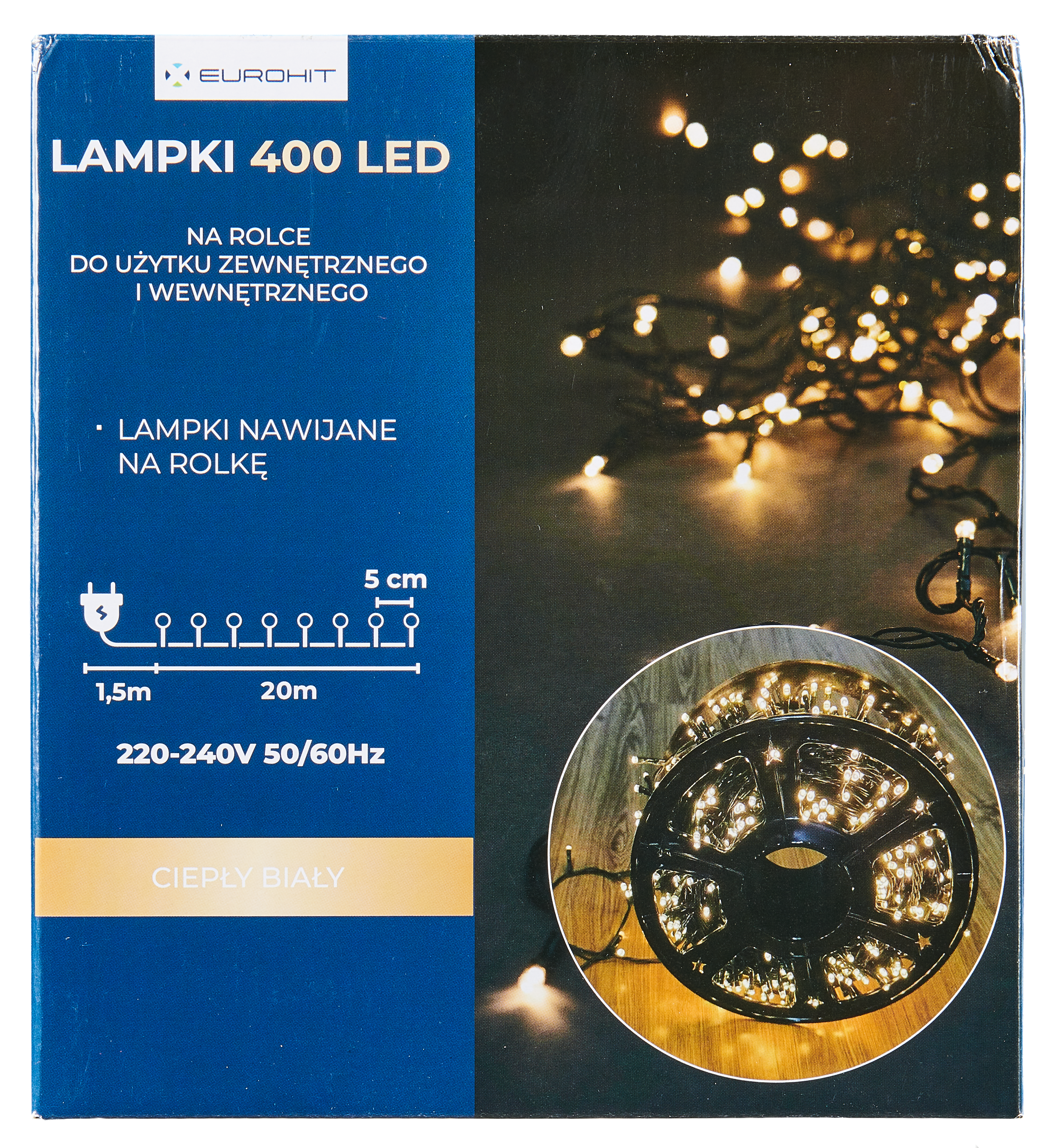 Lampki choinkowe zewnętrzne 400 LED ciepły biały EUROHIT - 6