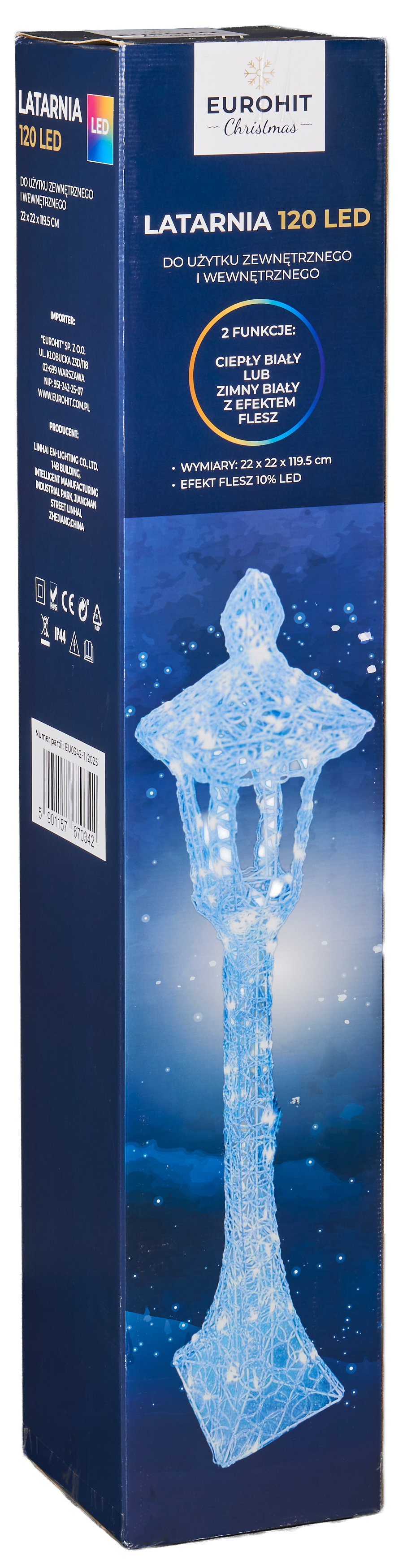 Latarnia zewnętrzna 120 LED 120 cm 2 funkcje ciepły lub zimny biały flash EUROHIT - 8