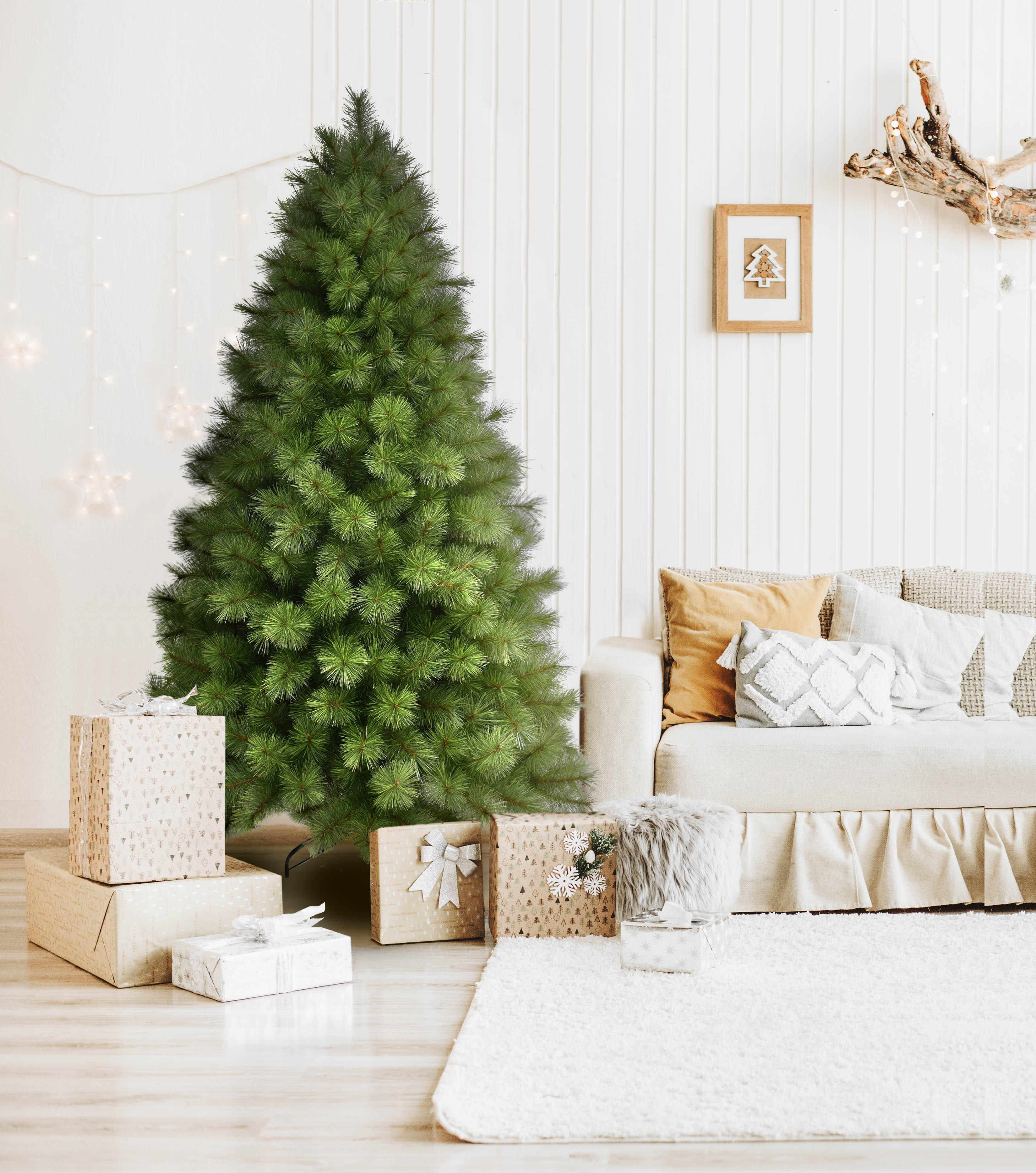 Albero Di Natale H 210 Cm Verde Artificiale 859 Rami Mod. Prato - 7