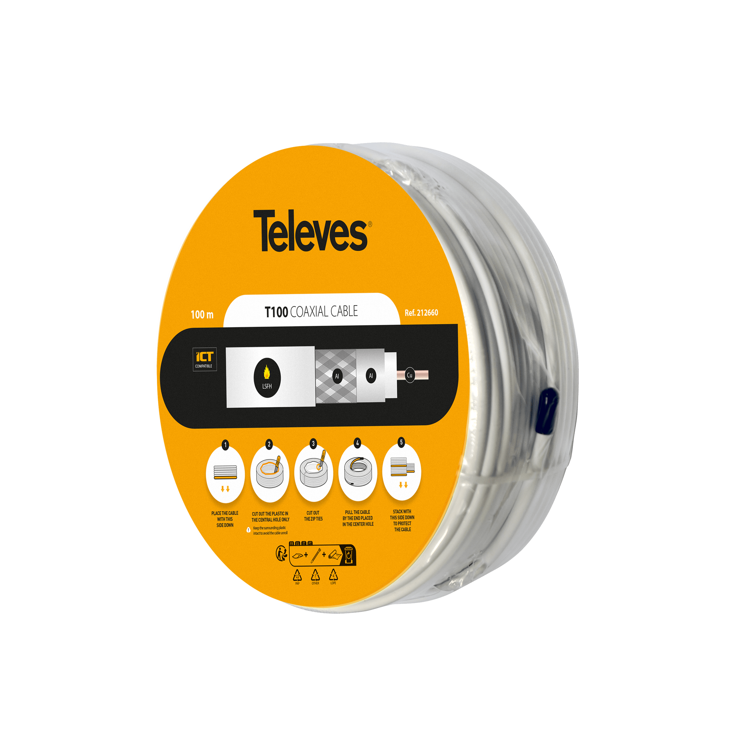 CABLE COAXIAL T100 DCA LH BLANCO 100M TELEVES - 2