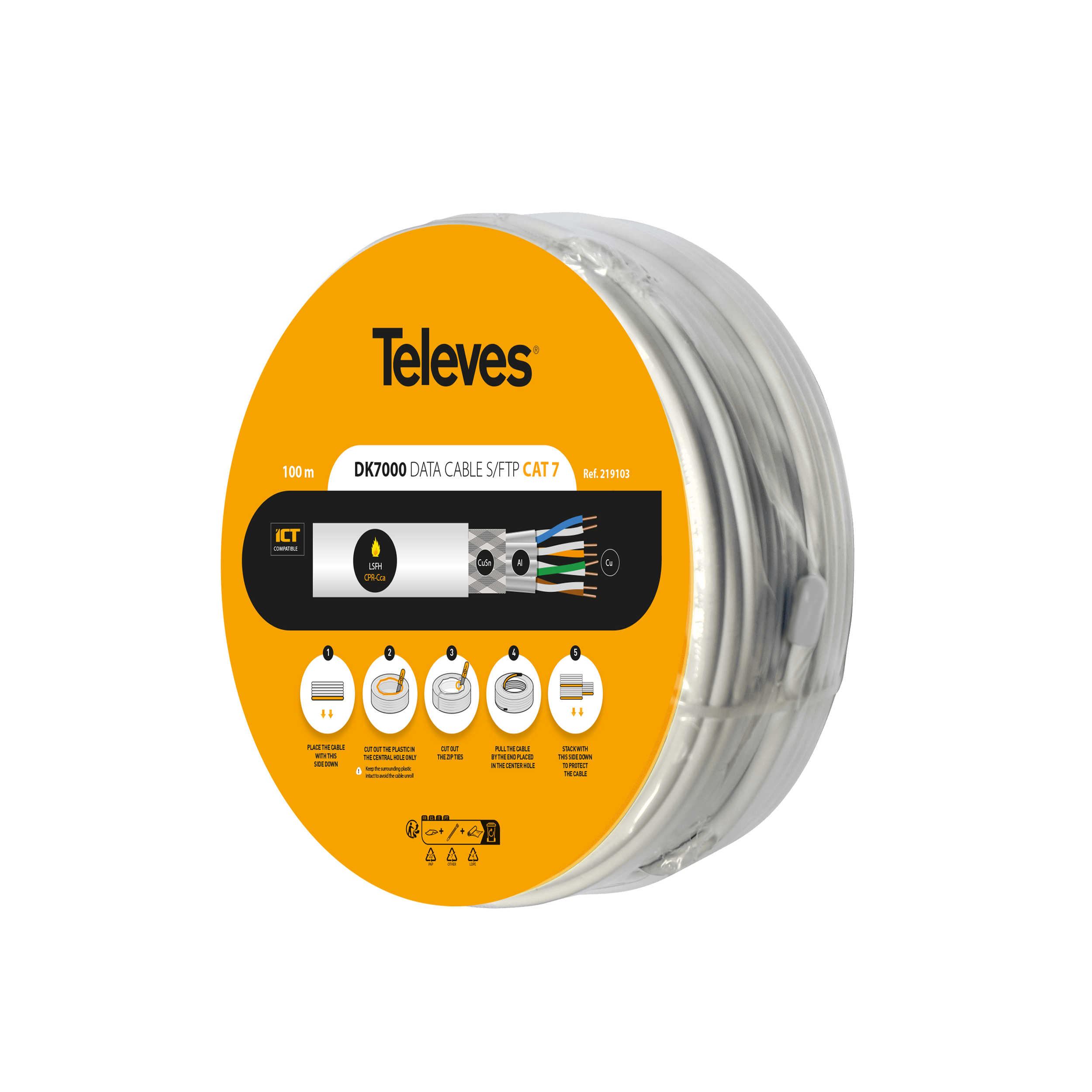 CABLE S/FTP CAT7 CU LIBRE DE HALOGENOS POE++ 100M - 2