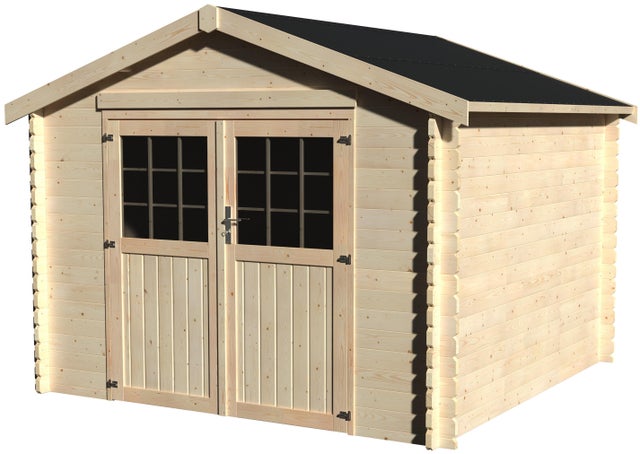 Caseta de madera New Valodeal de 317x245x303 cm y 9.6 m2 con 34 mm espesor y doble puerta abatible DECOR ET JARDIN