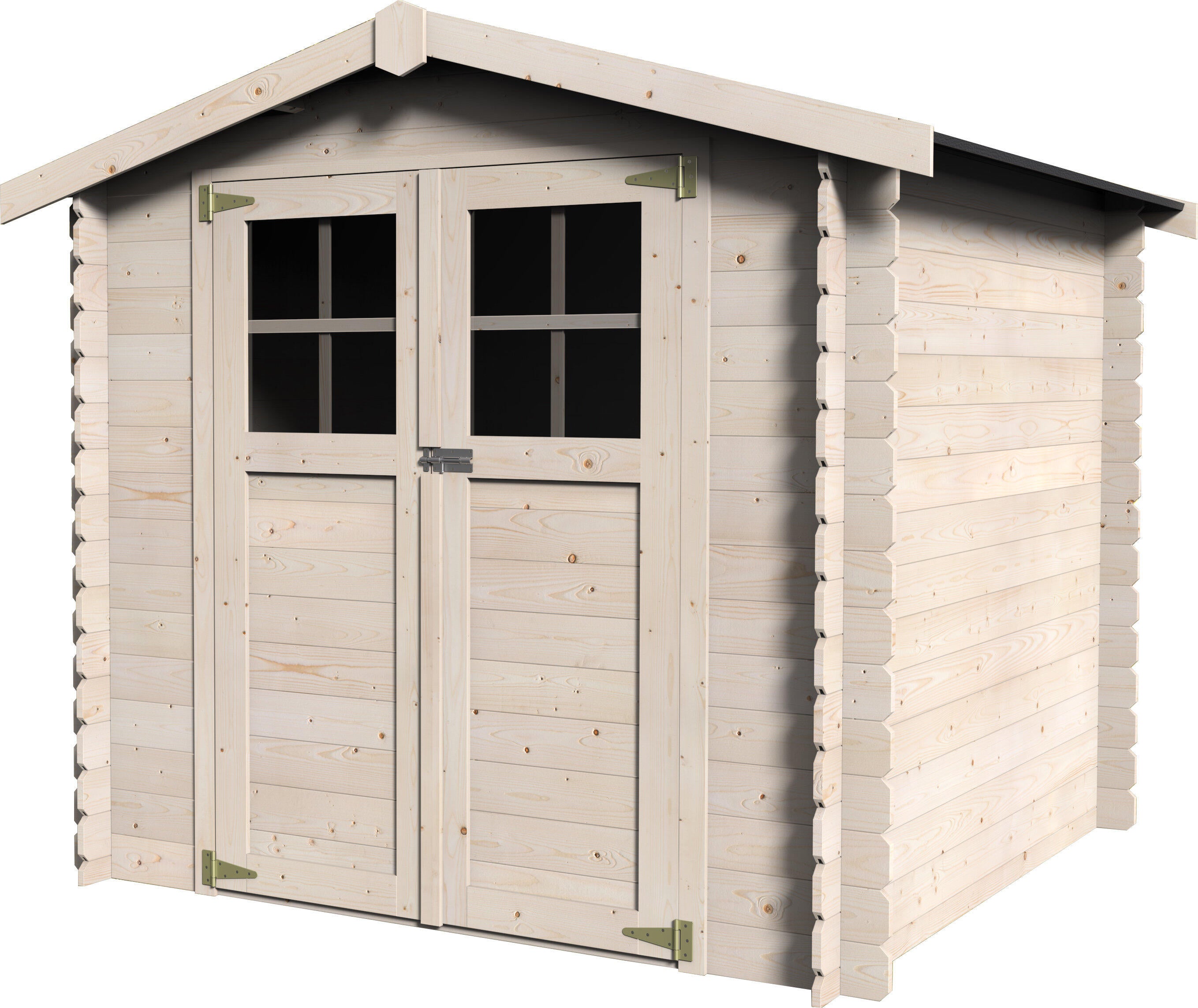 caseta de madera milovic de 230x203x213 cm y 437 m2 con 19 mm espesor y doble puerta abatible decor et jardin