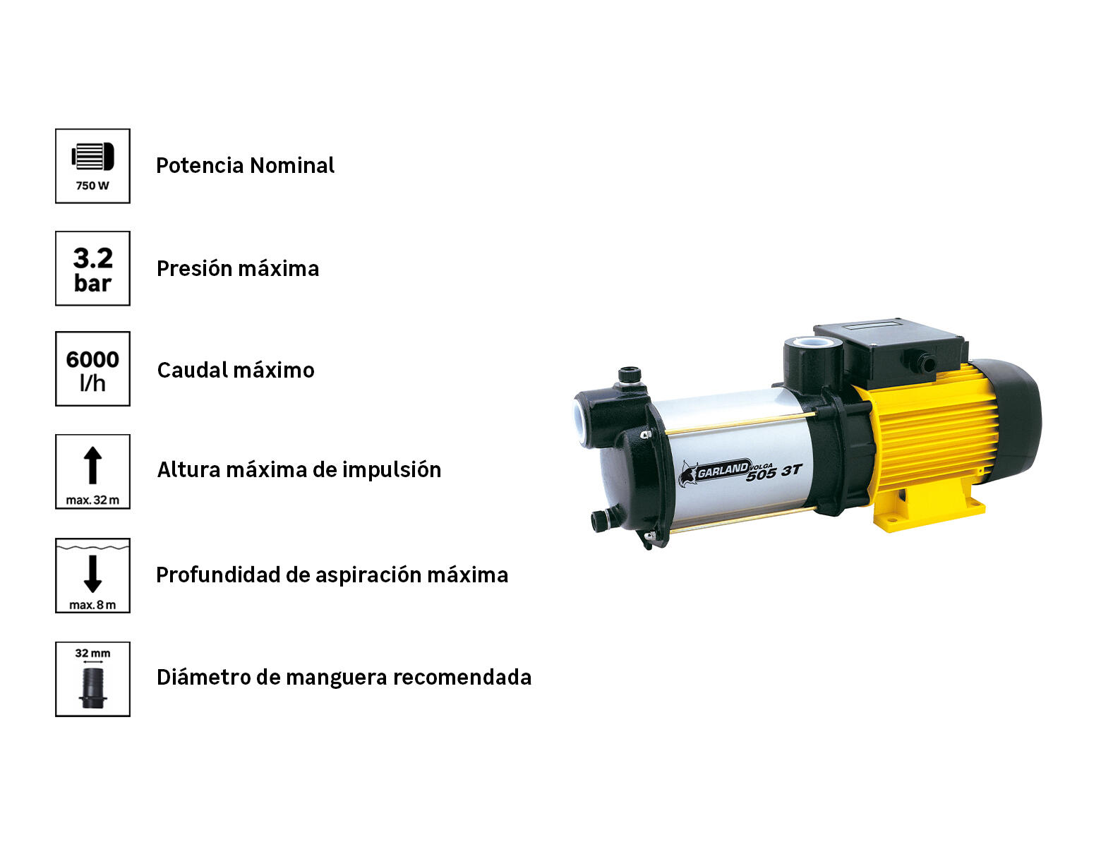 Bomba de superficie GARLAND Volga 505 3T-V23 de 750W - 4