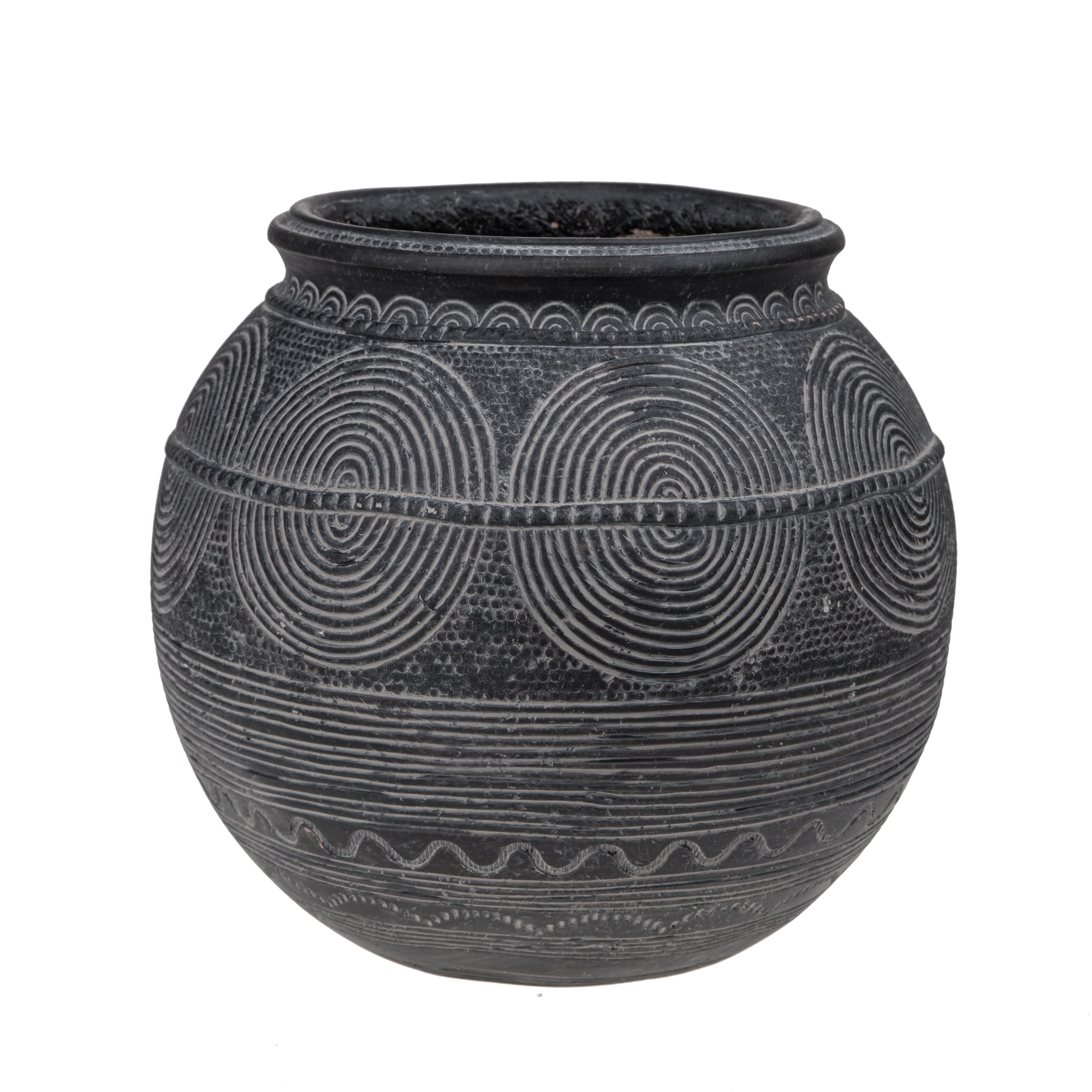 Vaso decorativo Bombato in ceramica nero H 21.5 cm - 4