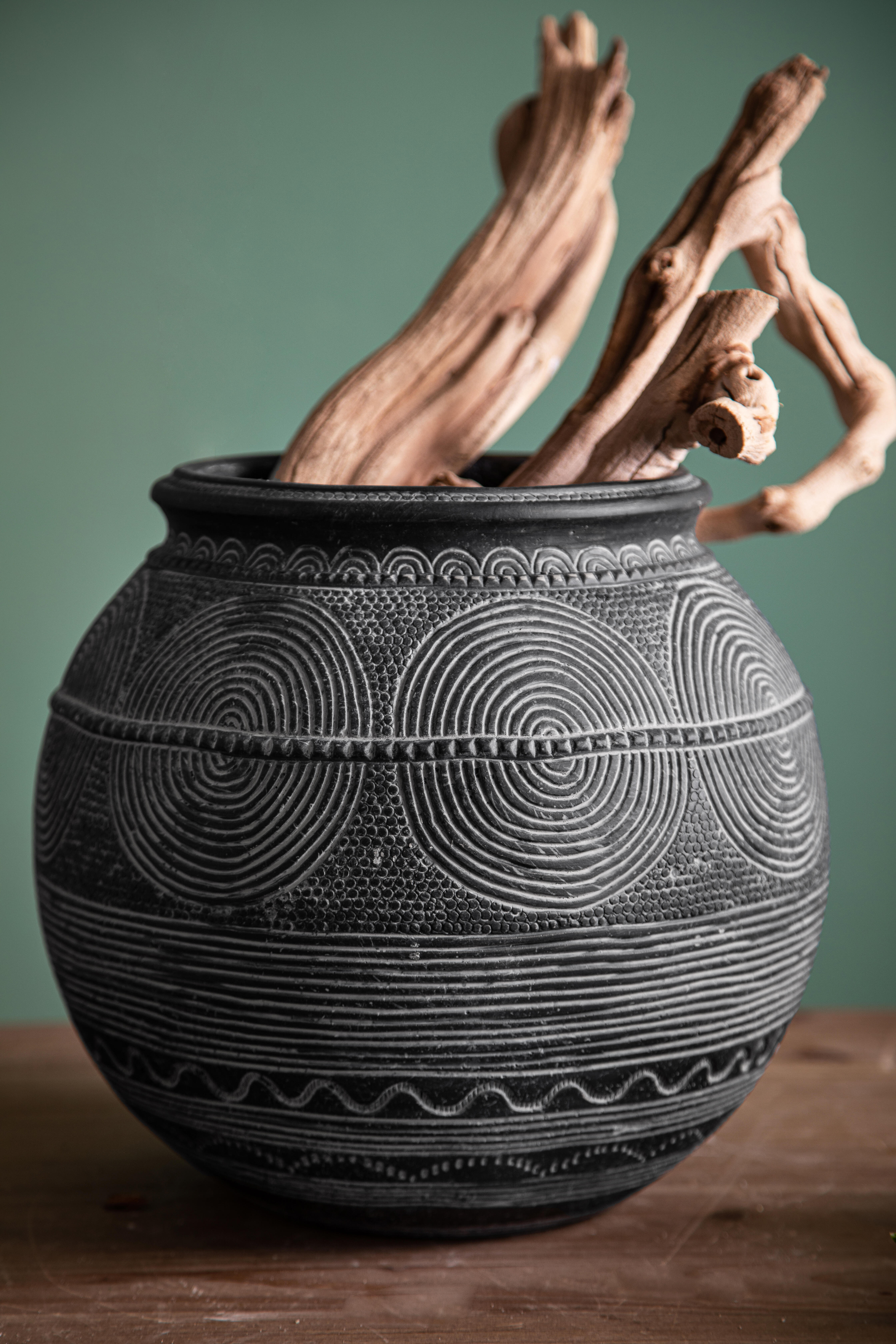 Vaso decorativo Bombato in ceramica nero H 21.5 cm - 3