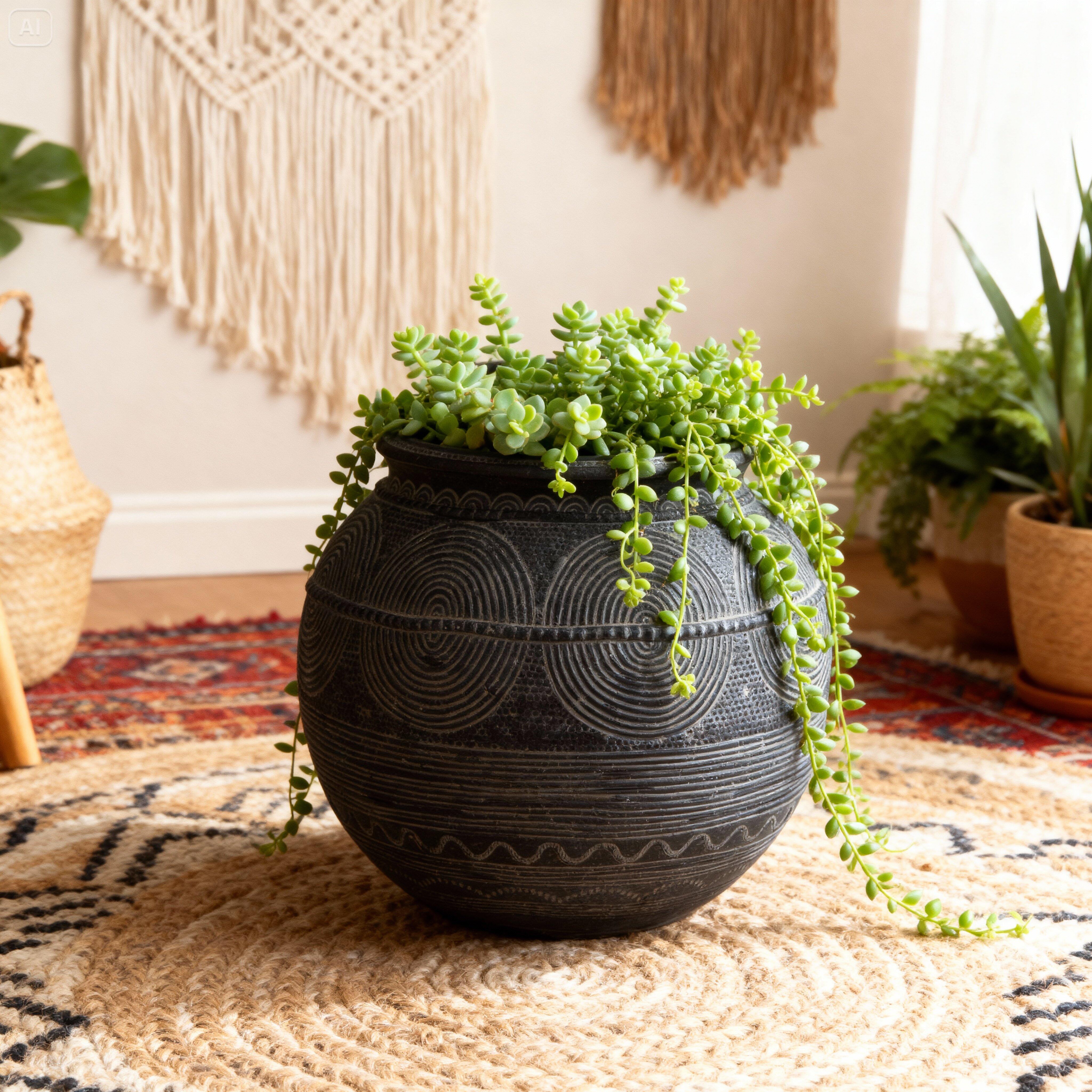 Vaso decorativo Bombato in ceramica nero H 21.5 cm - 2